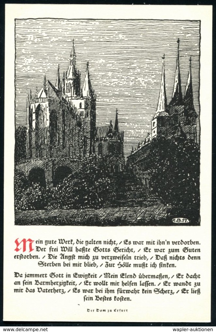 EISENACH/ *WARTBURG* 1922 (5.5.) MWSt ohne Text: Luther mit Bibel auf PP 15 Pf. Germania: Luther-Gedächtnis-Feier (Wartb