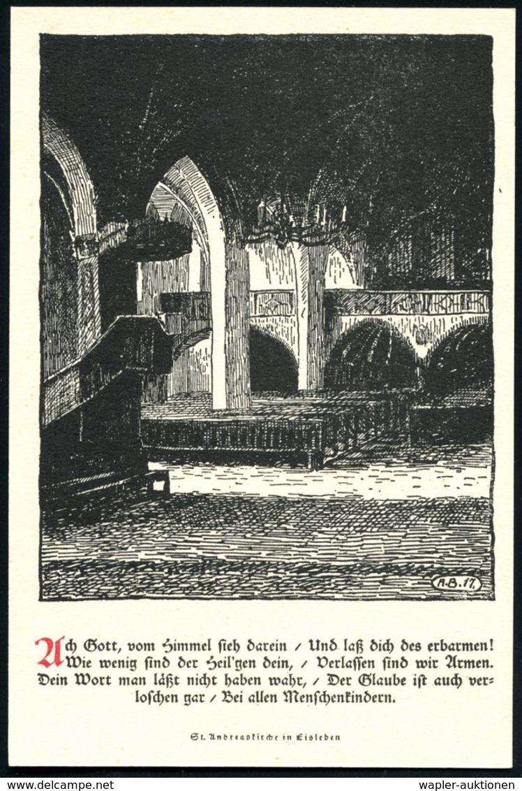 EISENACH/ *WARTBURG* 1922 (5.5.) MWSt ohne Text: Luther mit Bibel auf PP 15 Pf. Germania: Luther-Gedächtnis-Feier (Wartb