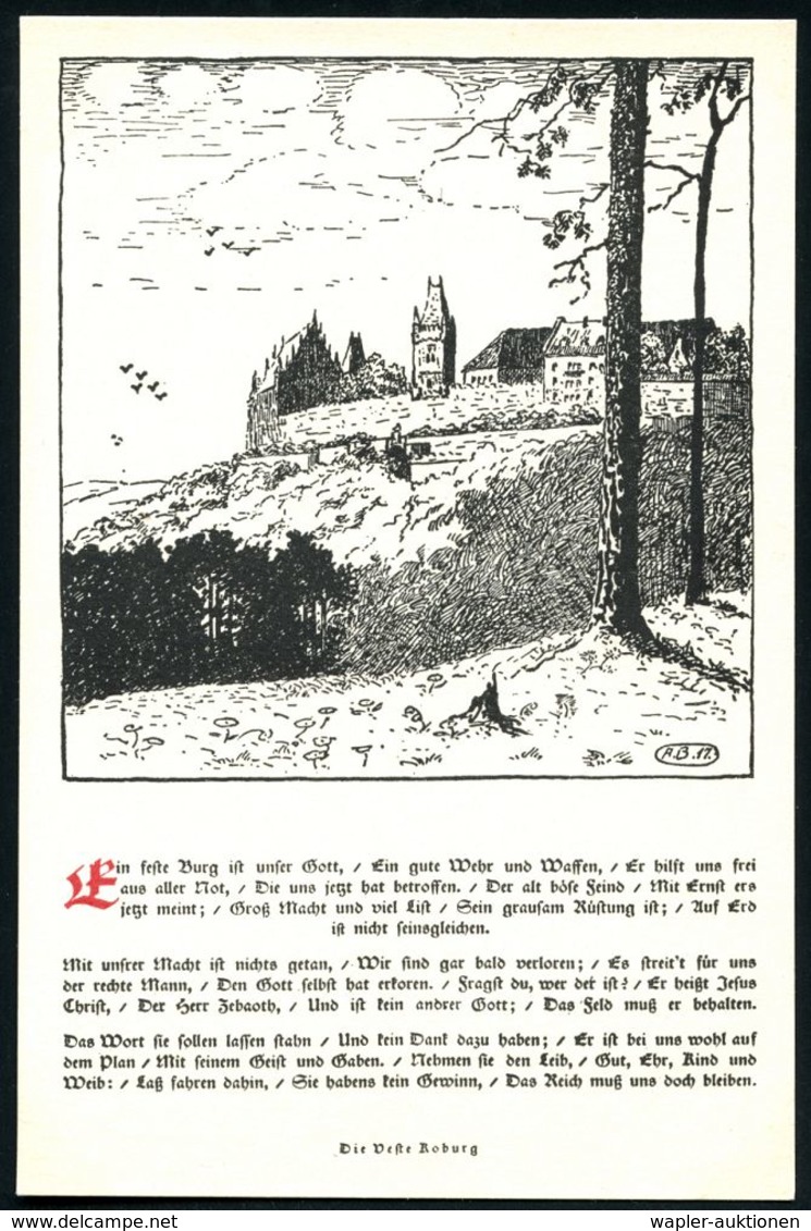 EISENACH/ *WARTBURG* 1922 (5.5.) MWSt ohne Text: Luther mit Bibel auf PP 15 Pf. Germania: Luther-Gedächtnis-Feier (Wartb