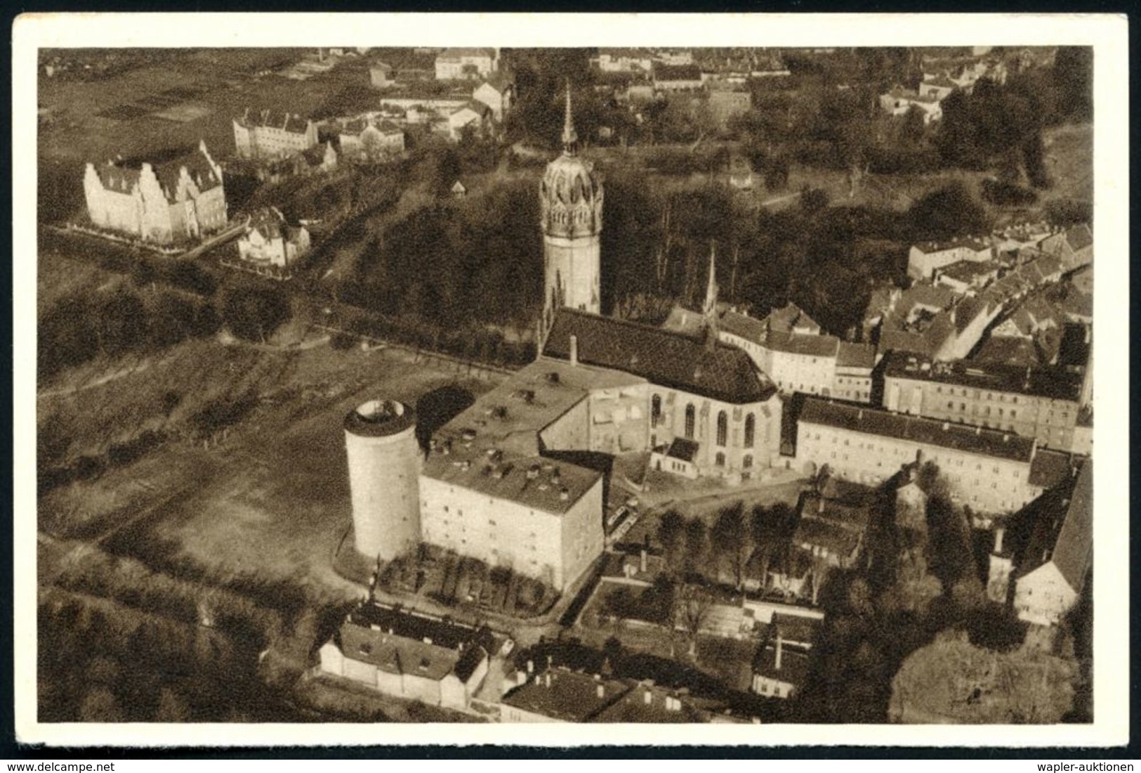 Wittenberg 1935 6 Pf. BiP WHW-Lotterie, Grün: Schloßkirche (Luftbild) Gest. Nordhausen, Bedarf!  (Mi.P 254/148) - MARTIN - Cristianesimo