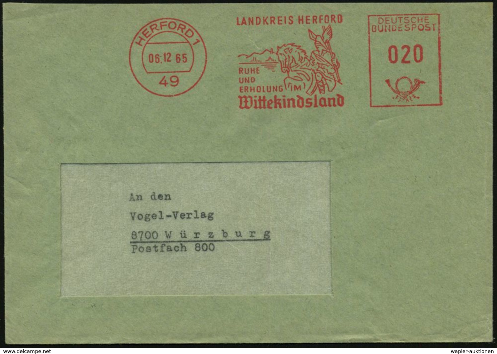 49 HERFORD 1/ LANDKREIS../ Wittekindsland 1965 Dekorat. AFS = Wittekind Zu Pferd (m.Speer) Inl.-Bf. (Dü.E-23CO) - - Andere & Zonder Classificatie