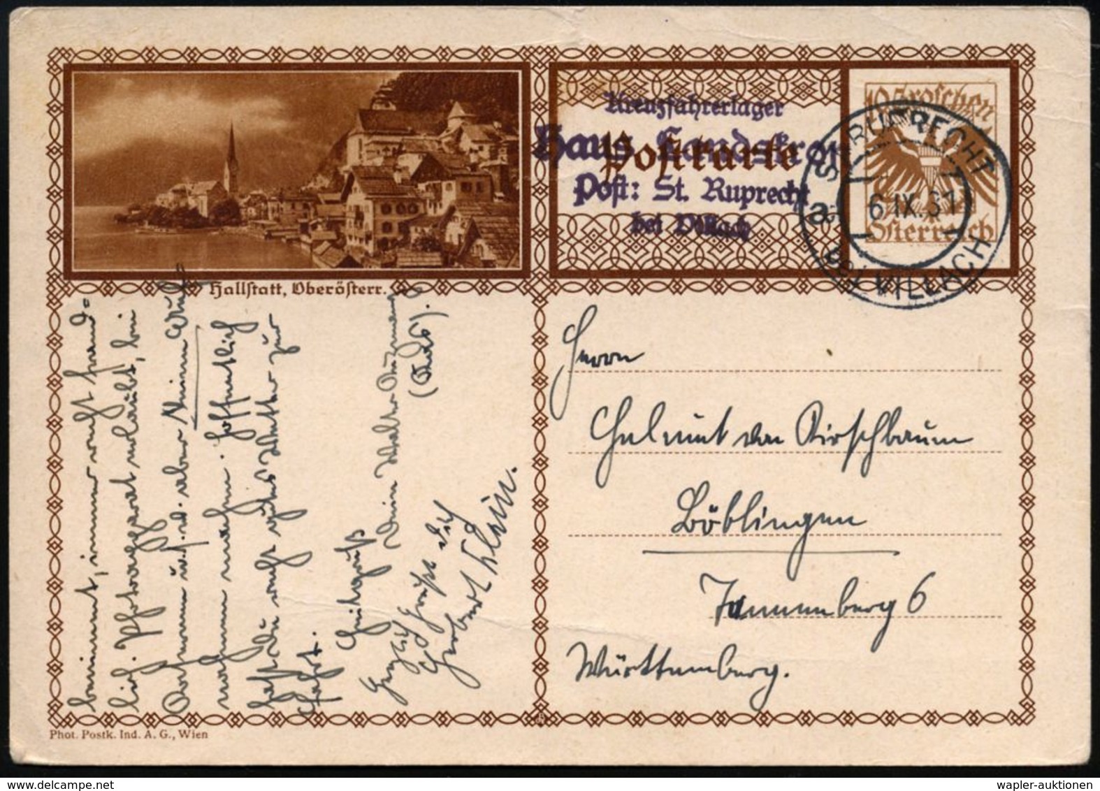 ÖSTERREICH 1930 (6.9.) Viol. 4L:  K R E U Z F A H R E R L A G E R / Haus Landskron/Post: St. Ruprecht/bei Villach = PSt. - Autres & Non Classés