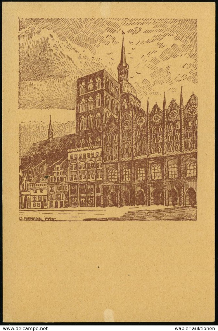 Stralsund 1923 PP 100 Mk., Viol.: Nedderdütsch Woch Stralsund = Histor. Altstadt Mit Gotischem Rathaus (vs. Plattdeutsch - Sonstige & Ohne Zuordnung