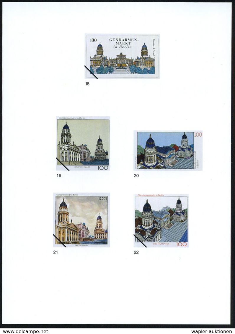 Berlin 1996 (März) 100 Pf. "Gendarmenmarkt Berlin", 22 Verschied. Color-Alternativ-Entwürfe D. Bundesdruckerei Auf 4 Ent - Andere & Zonder Classificatie