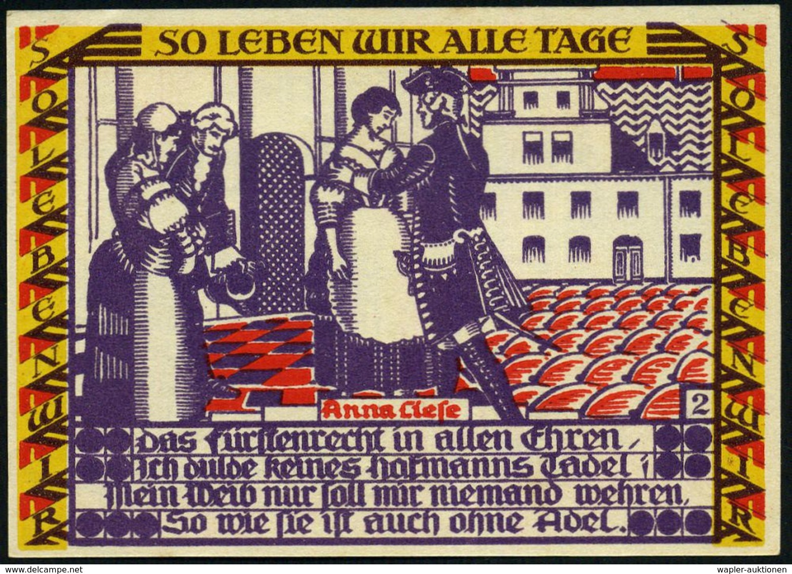 Dessau 1921 50 Pf. Infla-Notgeldscheine, Serie Von 6 Verschied. Motiven Des Friederizianischen Soldatenlebens (vs. Der " - Other & Unclassified