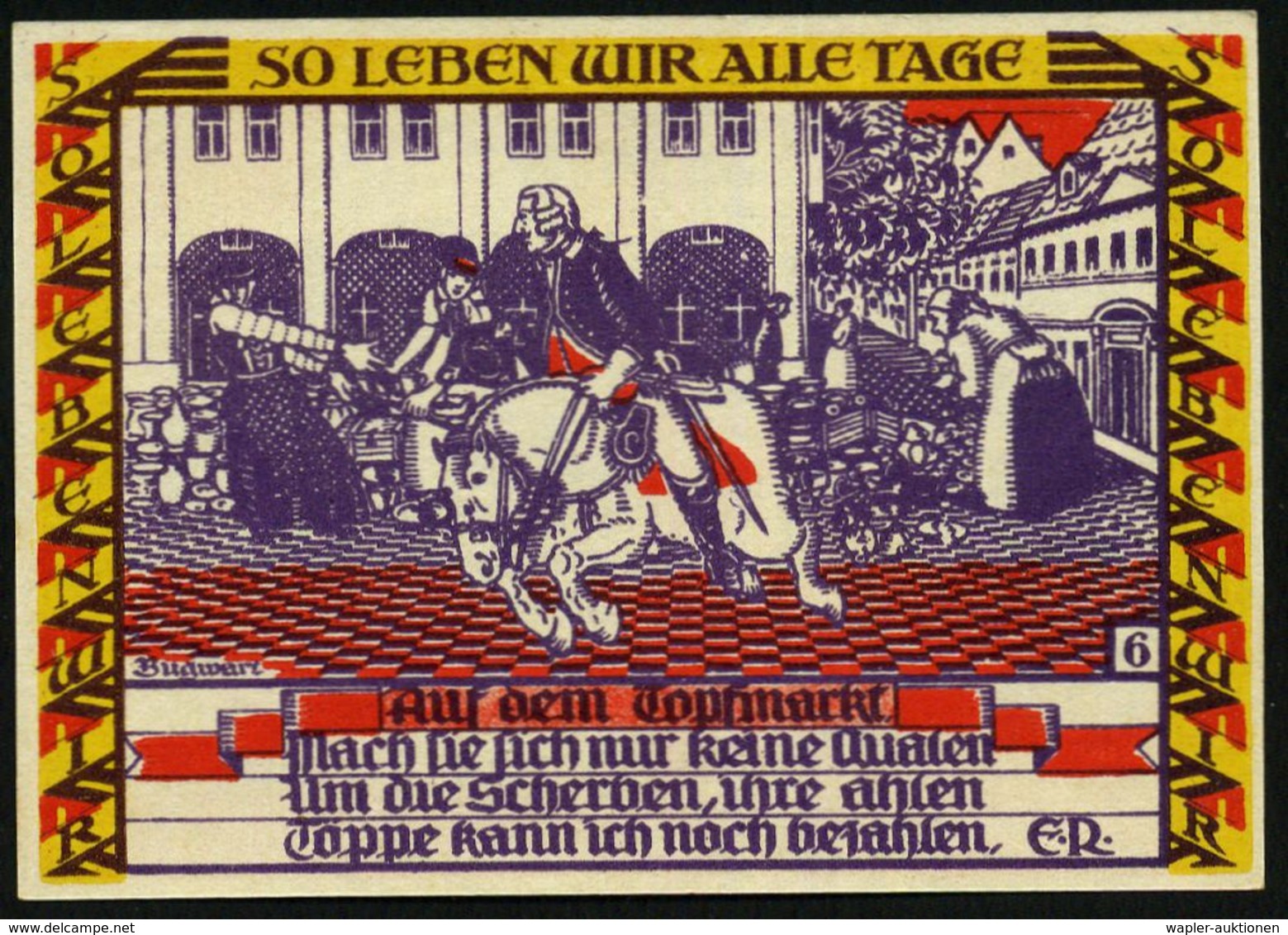 Dessau 1921 50 Pf. Infla-Notgeldscheine, Serie Von 6 Verschied. Motiven Des Friederizianischen Soldatenlebens (vs. Der " - Other & Unclassified