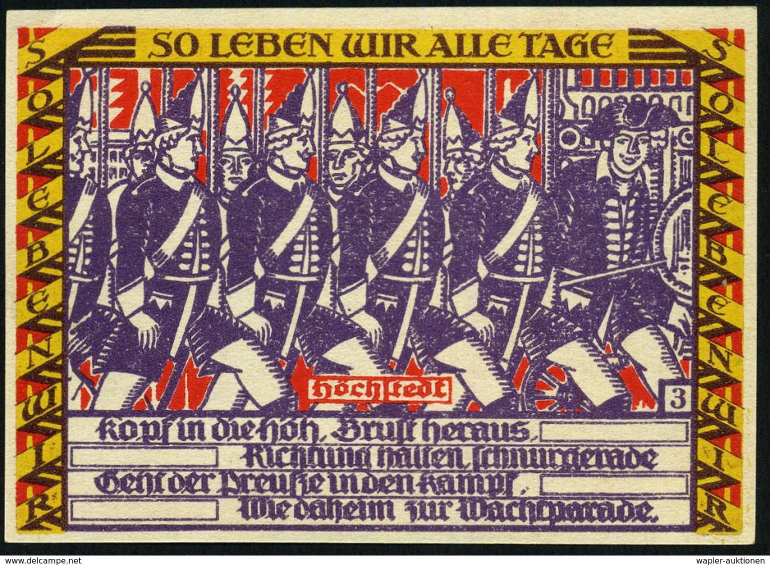 Dessau 1921 50 Pf. Infla-Notgeldscheine, Serie Von 6 Verschied. Motiven Des Friederizianischen Soldatenlebens (vs. Der " - Autres & Non Classés