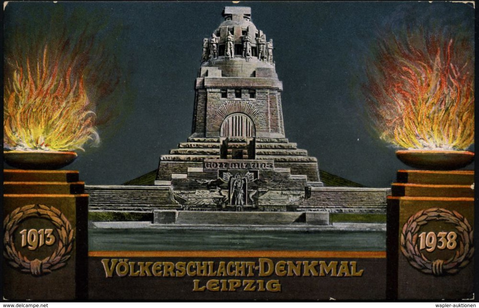 LEIPZIG C2/ B/ MM/ REICHSMESSESTADT/ 125 Jahrfeier!/ Völkerschlacht.. 1938 (18.10.) MWSt = Völkerschlacht-Denkmal Auf Mo - Napoléon