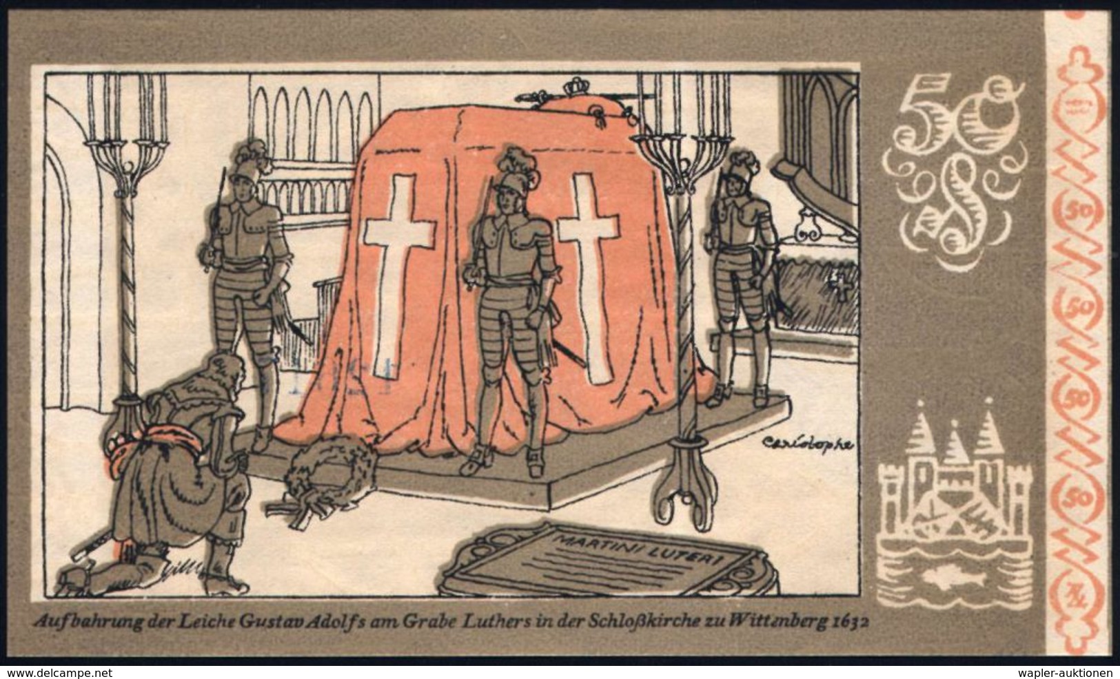 Wittenberg 1922 Infla-Notgeldscheine 25 Pf. (2), 50 Pf. (2) 1, 2 , 5 u.10 Mk, kompl. Serie v.8 Scheinen aus d.Geschichte