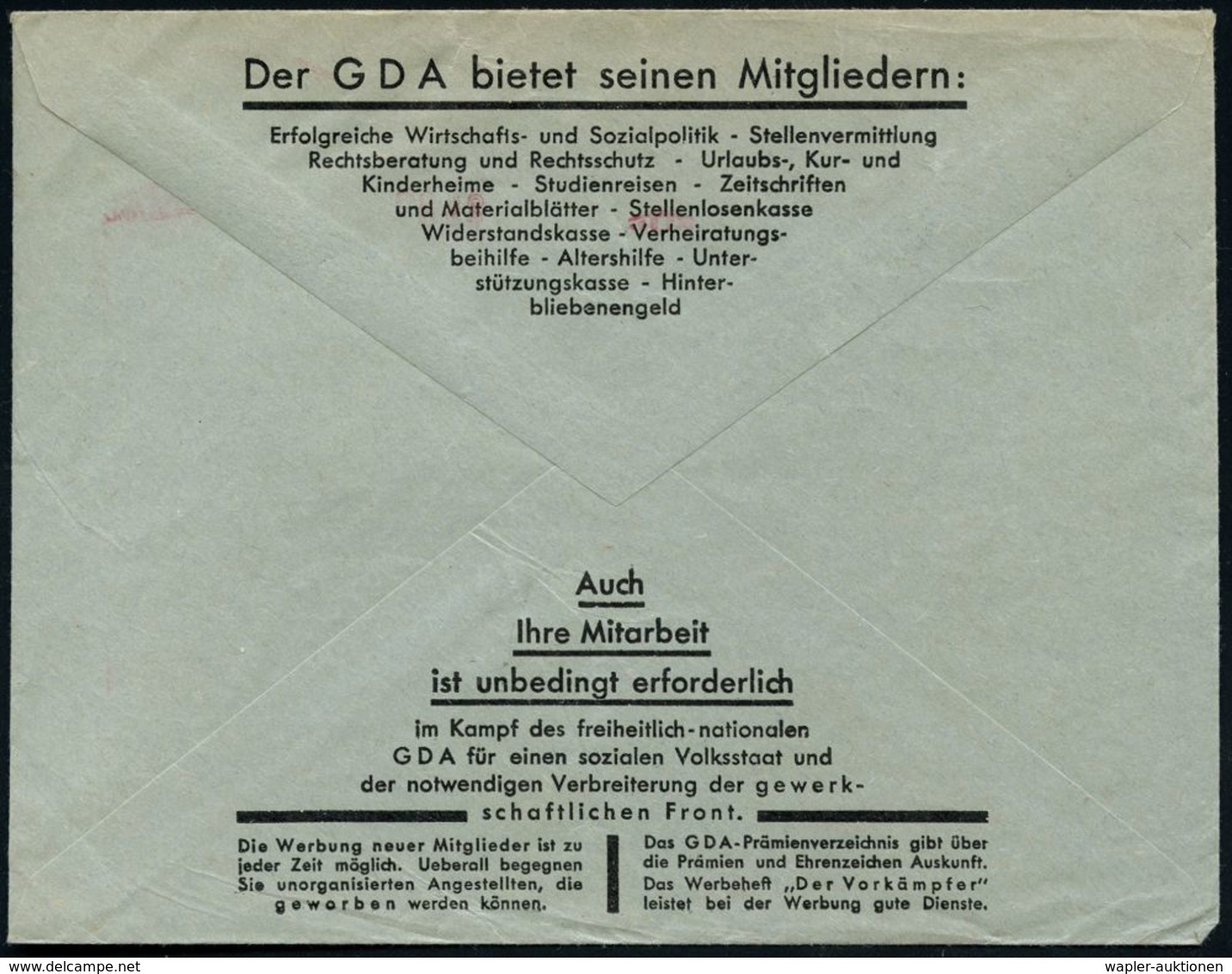 BERLIN W/ 35/ GDA/ Gewerkschaftsbund Der Angestellten.. 1933 (31.5.) Später Gewerkschafts-AFS = Monogr. Mit Liktorenbünd - Otros & Sin Clasificación