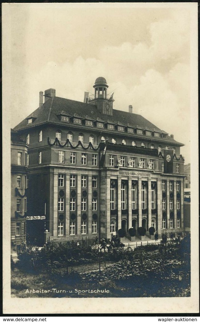 Leipzig 1926 (ca.) S/w.-Foto-Ak.: Arbeiter-Turn- U. Sport-Schule (Gesamtansicht, Rs. Legende!) Ungebr., Selten!  (Verlag - Sonstige & Ohne Zuordnung