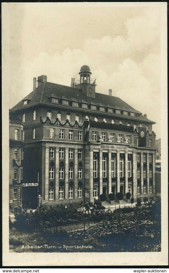 Leipzig 1926 (ca.) S/w.-Foto-Ak.: Arbeiter-Turn- U. Sport-Schule (Gesamtansicht, Rs. Legende!) Ungebr., Selten!  (Verlag - Autres & Non Classés