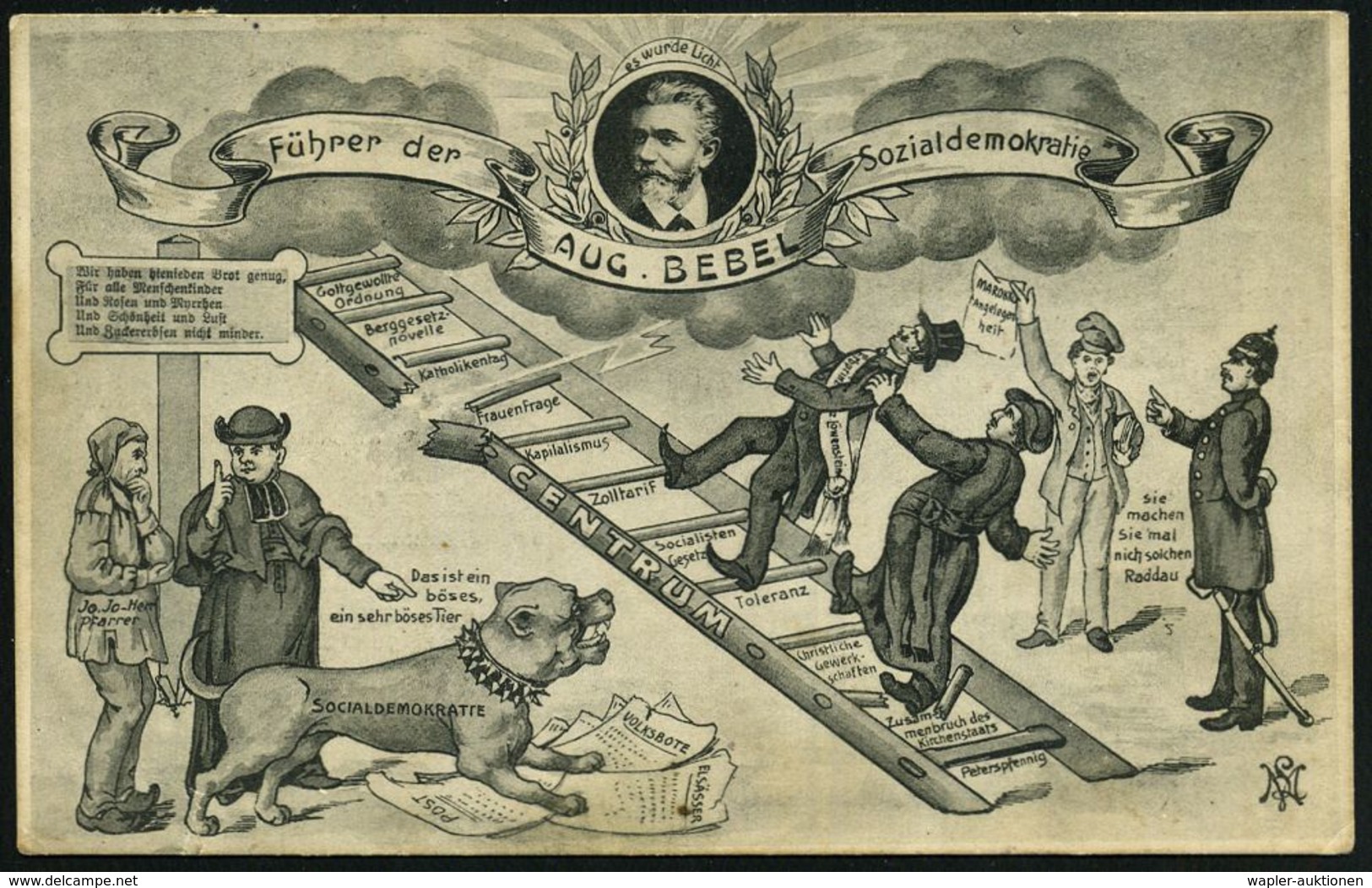 SCHILTIGHEIM/ **a 1905 (18.12.) 1K-Gitter Auf S/w.-Karrikatur-Künstler-Ak.: Führer Der Sozialdemokraten AUG. BEBEL.. (si - Sonstige & Ohne Zuordnung