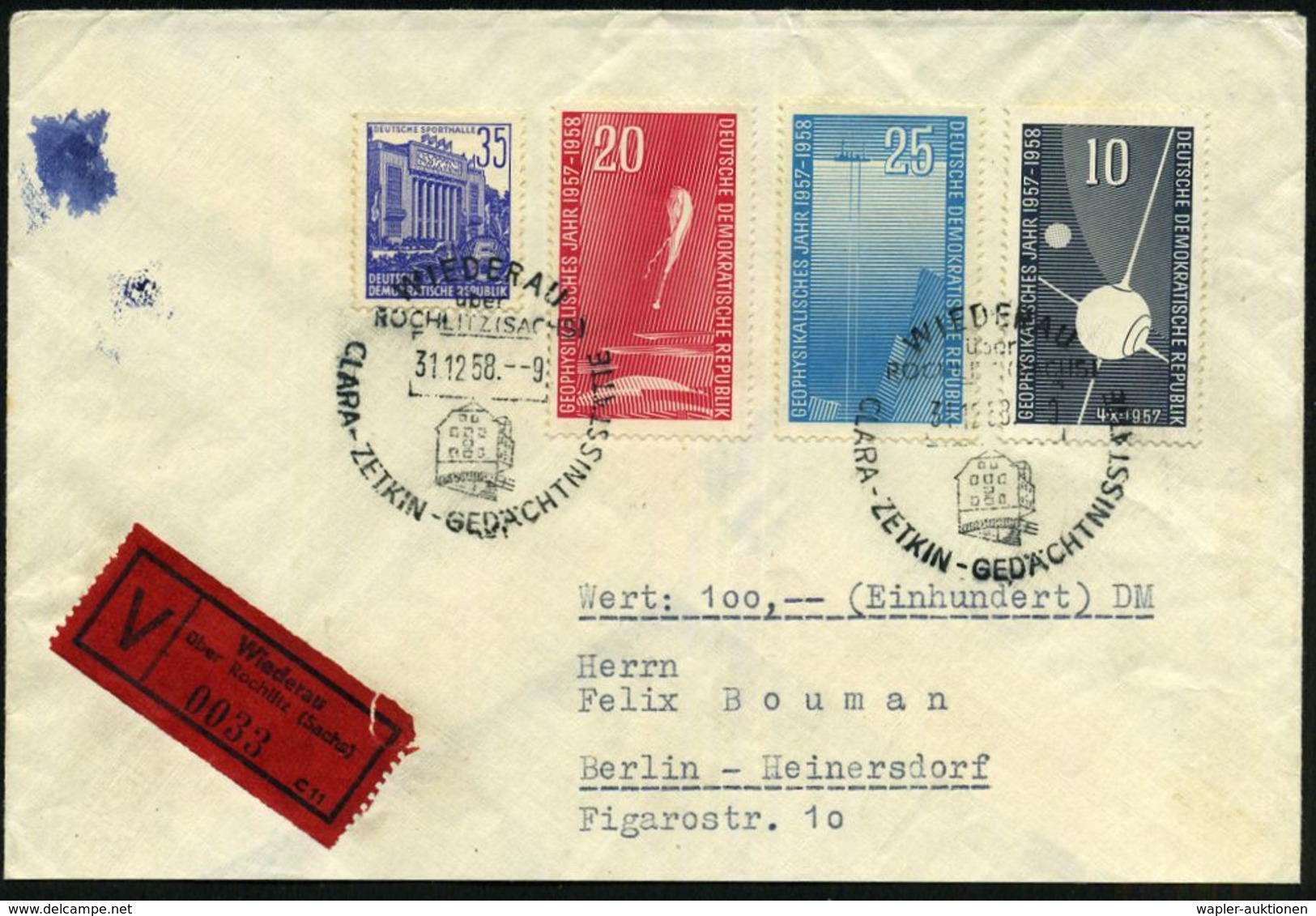 WIEDERAU/ über/ ROCHLITZ (SACHS)/ CLARA-ZETKIN-GEDÄCHTNISSTÄTTE 1958 (31.12.) HWSt = Clara-Zetkin-Haus (= Museum) 2x + R - Other & Unclassified