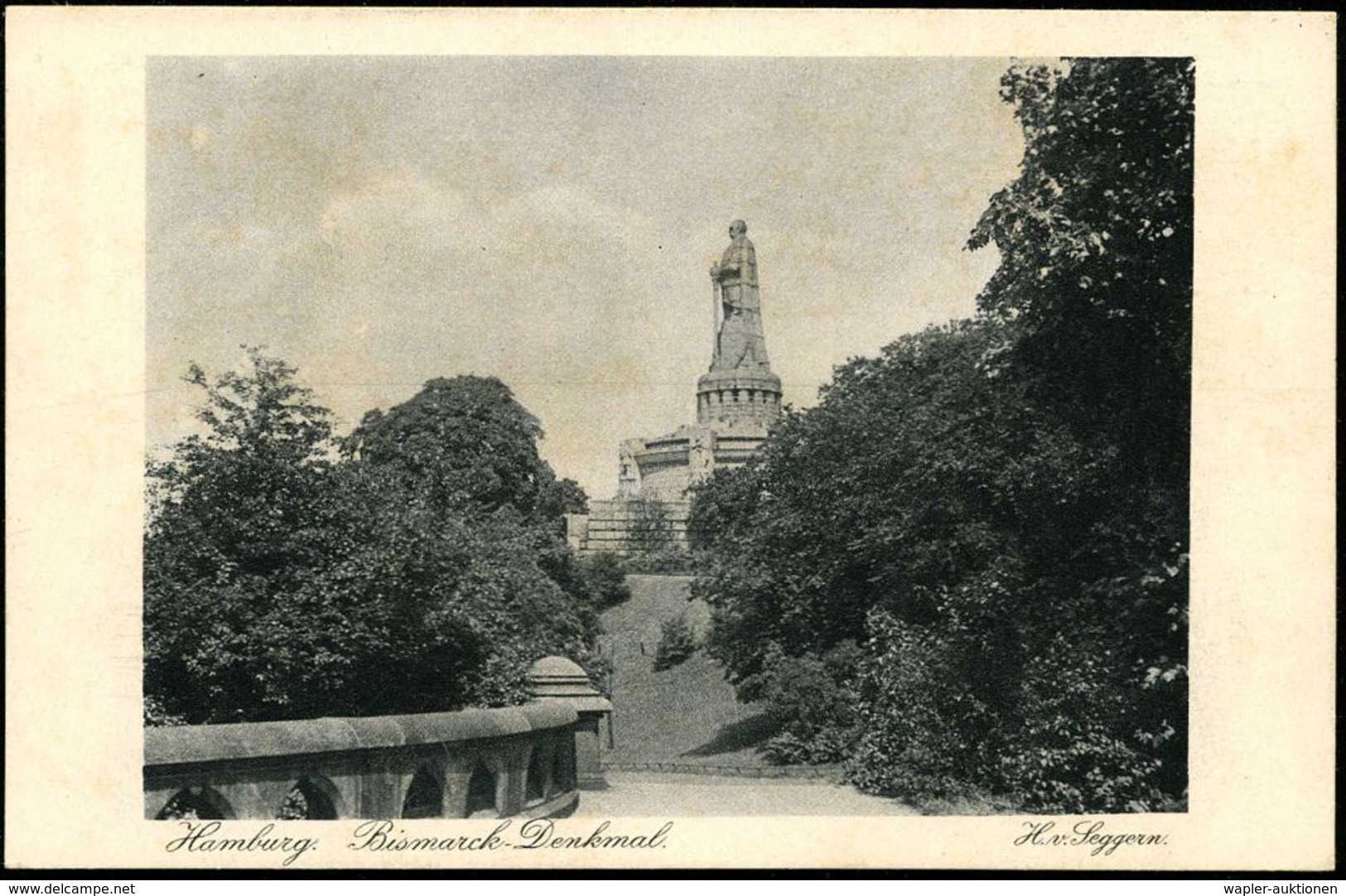 Hamburg 1925 (Aug.) PP 5 Pf. Adler Grün: "31. Deutscher PhilatelistenTag" = Bismarck-Denkmal (vs.Hamburg 1 1/4 Sch.) Ung - Autres & Non Classés