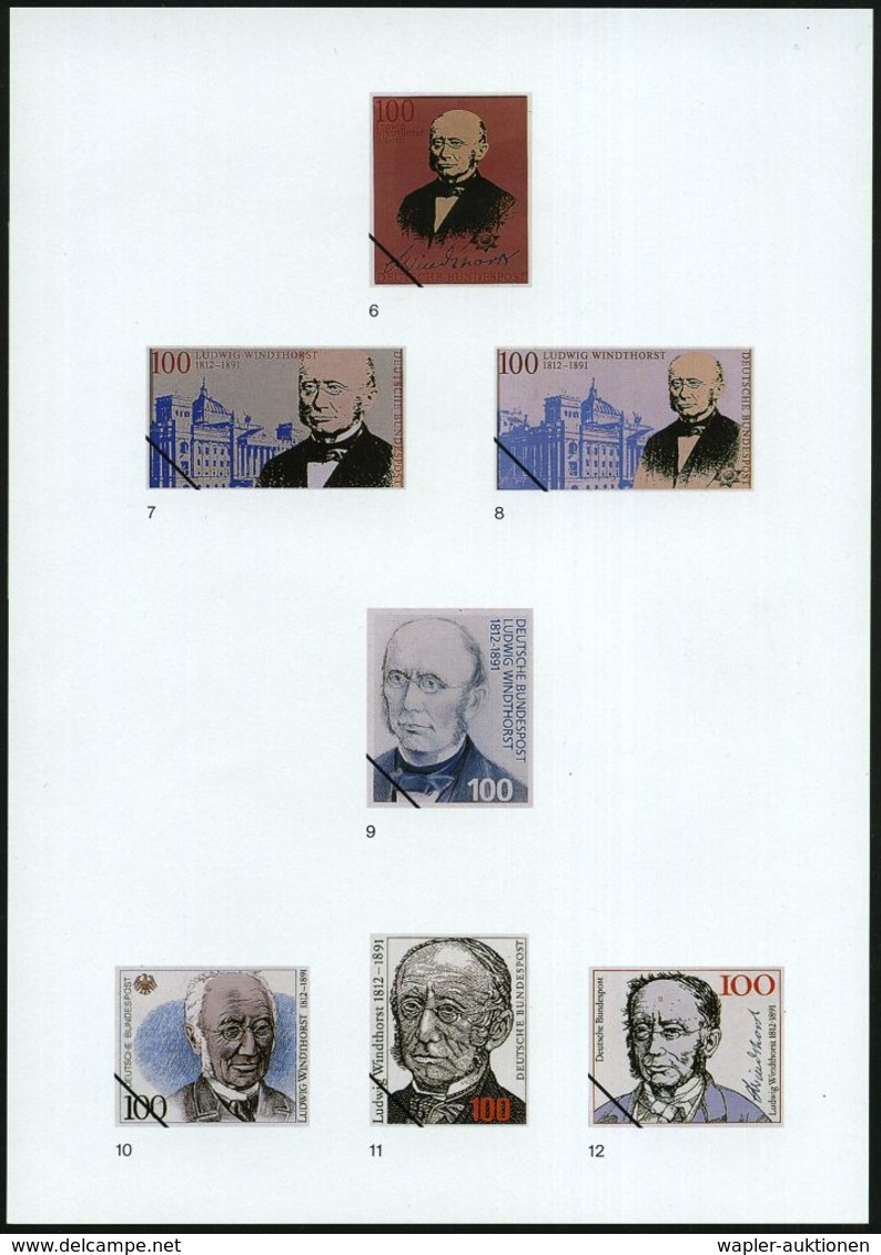 B.R.D. 1990 (Dez.) 100 Pf. "100. Todestag Ludwig Windthorst", 15 Verschied. Color-Alternativ-Entwürfe D. Bundesdruckerei - Sonstige & Ohne Zuordnung