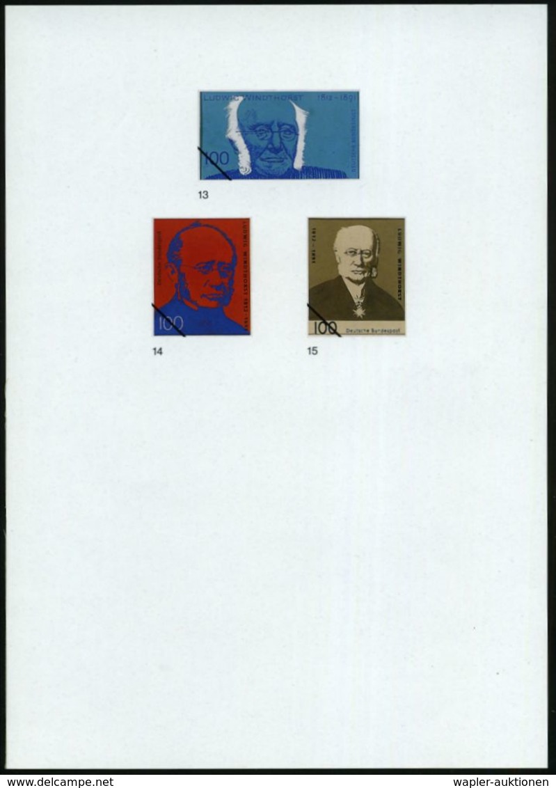 B.R.D. 1990 (Dez.) 100 Pf. "100. Todestag Ludwig Windthorst", 15 Verschied. Color-Alternativ-Entwürfe D. Bundesdruckerei - Autres & Non Classés