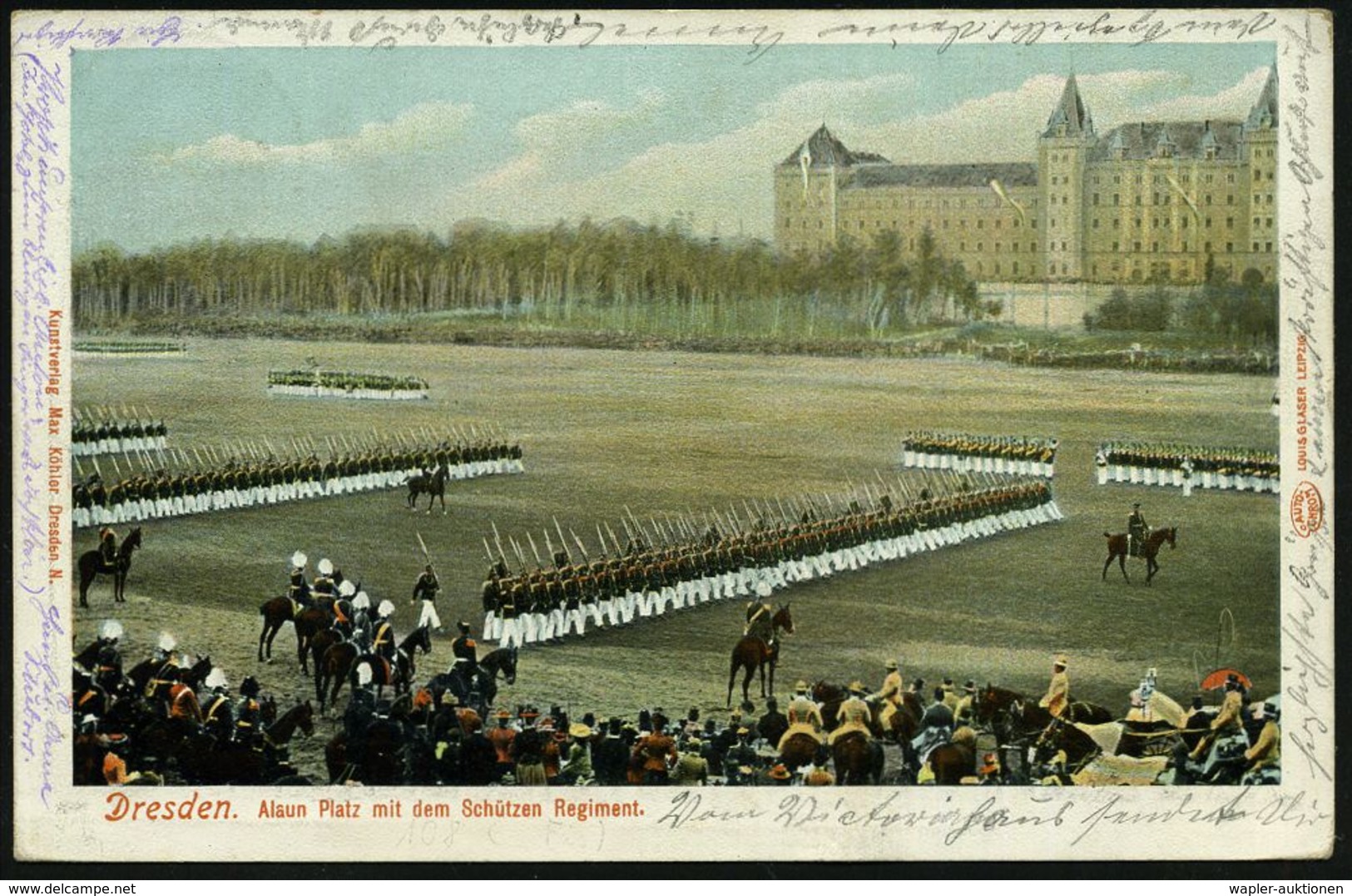 DRESDEN-/ ALTST.24/ B 1904 (14.11.) 1K-Gitter Auf Color-Ak.: Alaunplatz Mit Dem Schützen-Regiment = 108. Füs. Regt. "Pri - Andere & Zonder Classificatie