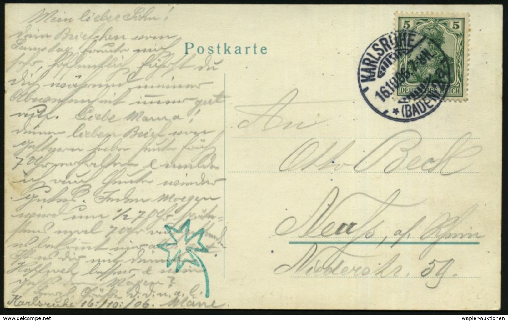 KARLSRUHE/ *(BADEN)2/ A 1906 (16.10.) 1K-Gitter Auf S/w.-Jubil.-Ak.: Goldene Hochzeit Großherzog Friedrich.. Luise Von B - Autres & Non Classés