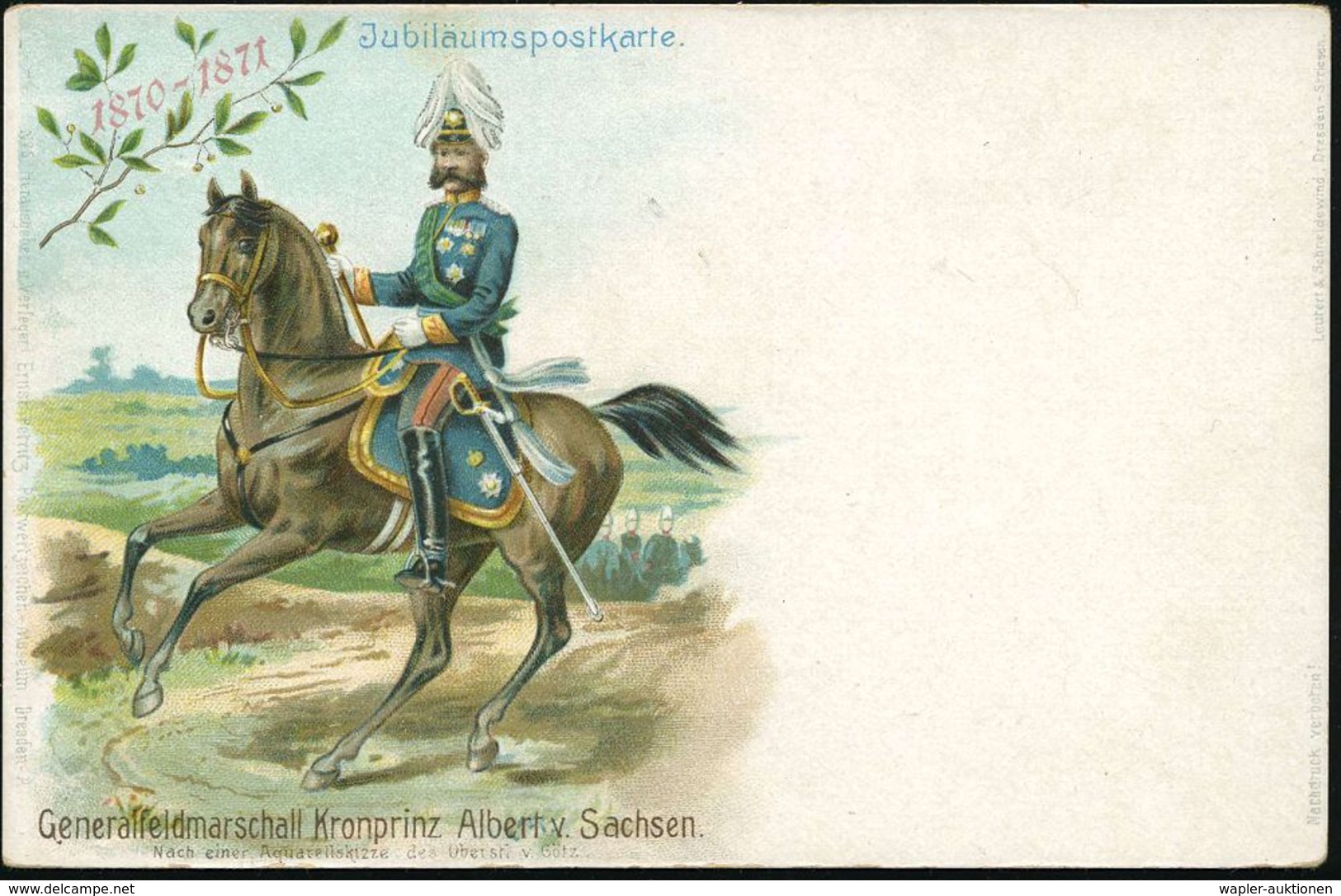 DEUTSCHES REICH 1898 PP 5 Pf. Krone/Ziffer, Grün: 1870 - 1871..Generalfeldmarschall Kronzprinz Albert V.Sachsen (in Masc - Autres & Non Classés