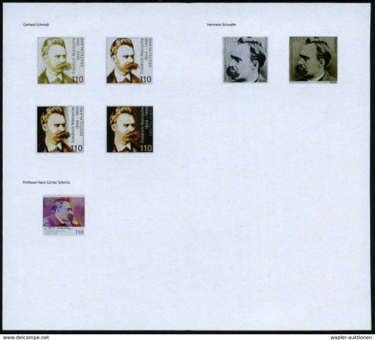 B.R.D. 2000 (Juni) 110 Pf. "100. Todestag Friedrich Nietzsche", 24 Verschiedene Color-Alternativ-Entwürfe Der  Bundes-dr - Altri & Non Classificati