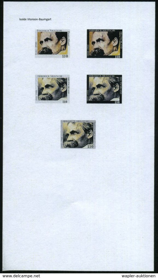 B.R.D. 2000 (Juni) 110 Pf. "100. Todestag Friedrich Nietzsche", 24 Verschiedene Color-Alternativ-Entwürfe Der  Bundes-dr - Sonstige & Ohne Zuordnung