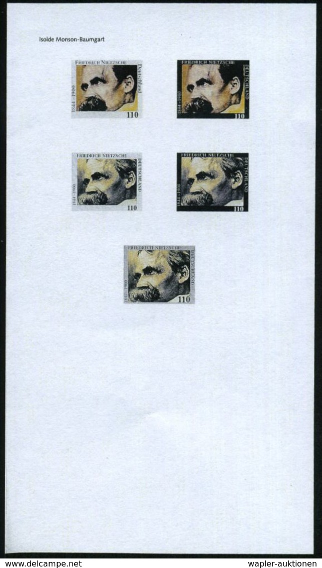 B.R.D. 2000 (Juni) 110 Pf. "100. Todestag Friedrich Nietzsche", 24 Verschiedene Color-Alternativ-Entwürfe Der  Bundes-dr - Altri & Non Classificati