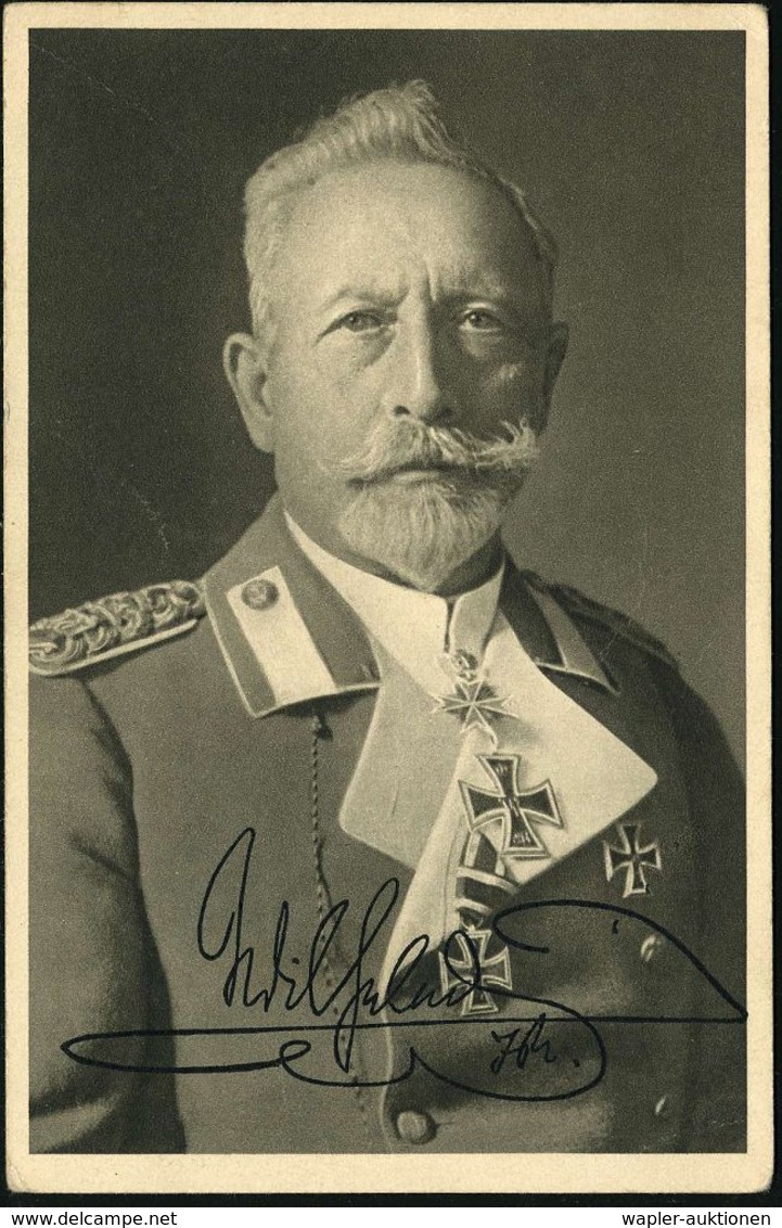 DEUTSCHES REICH 1932 S/w.-Foto-Potrait-Ak.: Kaiser Wilhelm II. In Uniform (im Exil) Mit Orig. Signatur:  "W I L H E L M" - Altri & Non Classificati