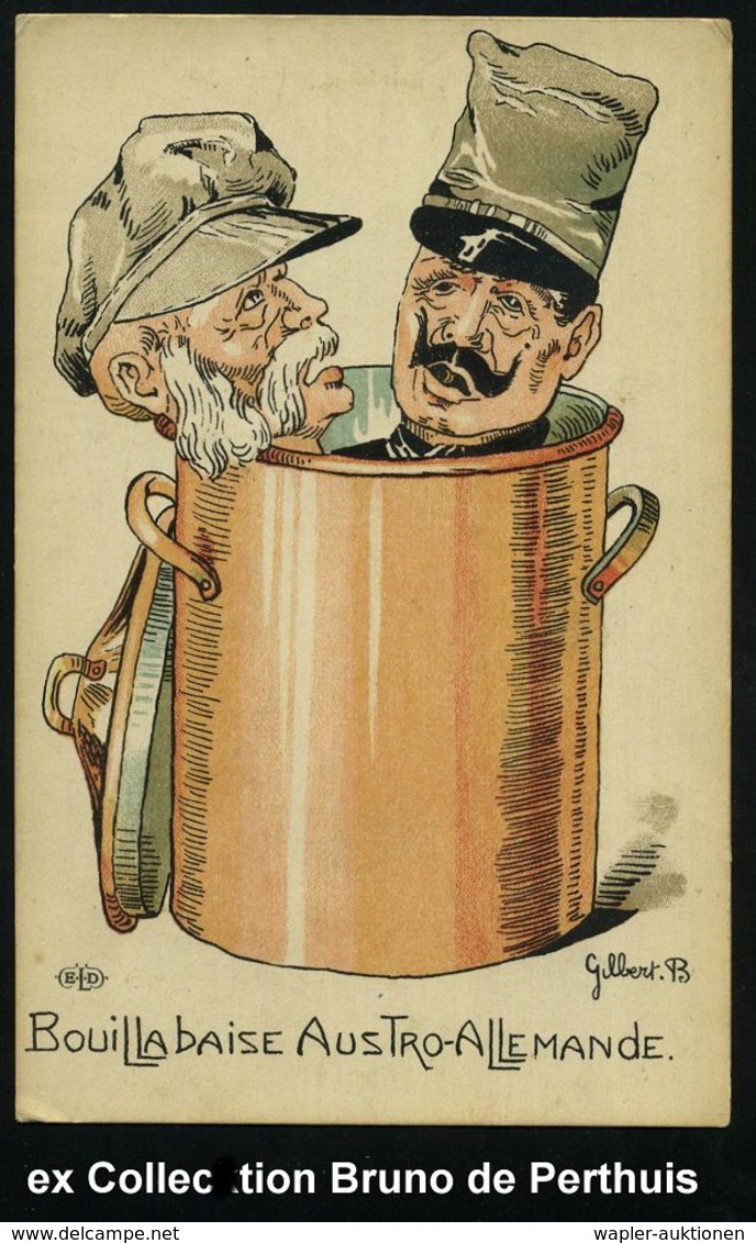 FRANKREICH 1915 Color-Propaganda-Künstler-Ak.: Die Austro-deutsche Fischsuppe = Kaiser Franz-Joseph U. Wilhelm II. In Gr - Altri & Non Classificati