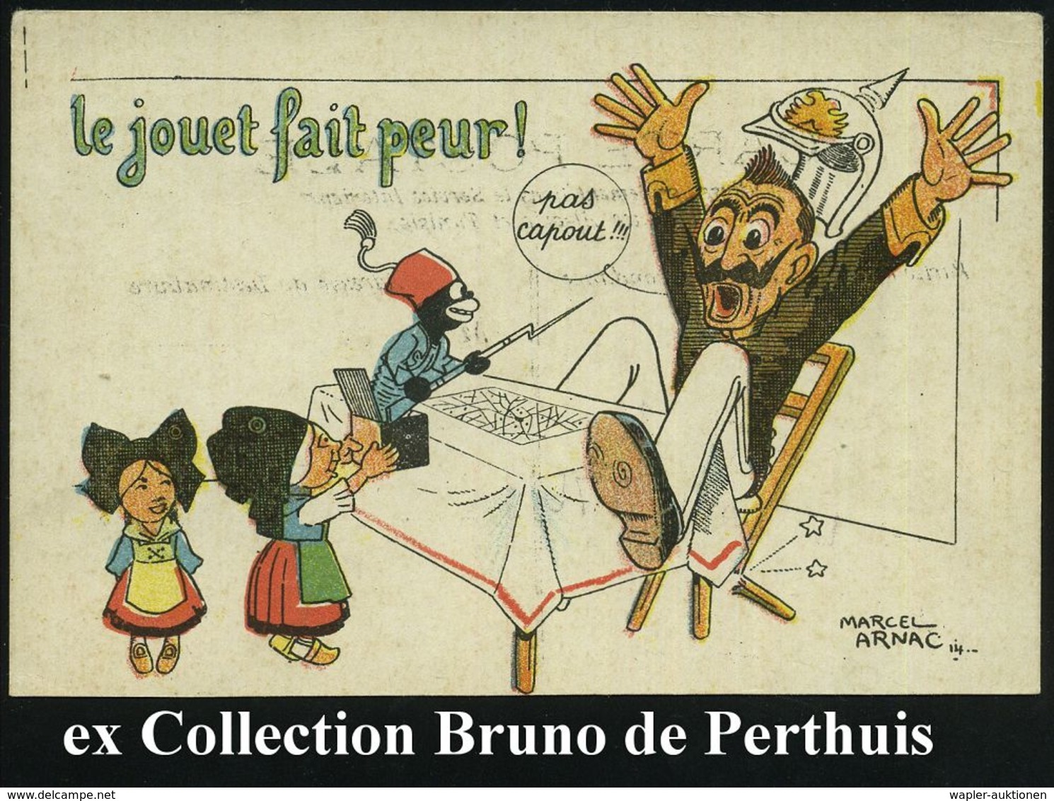 FRANKREICH 1914 Color-Propaganda-Künstler-Ak.: Das Spiel Macht Angst!.. 2 Kleine Elsässerinnen Mit Überraschungsbox = Sc - Autres & Non Classés