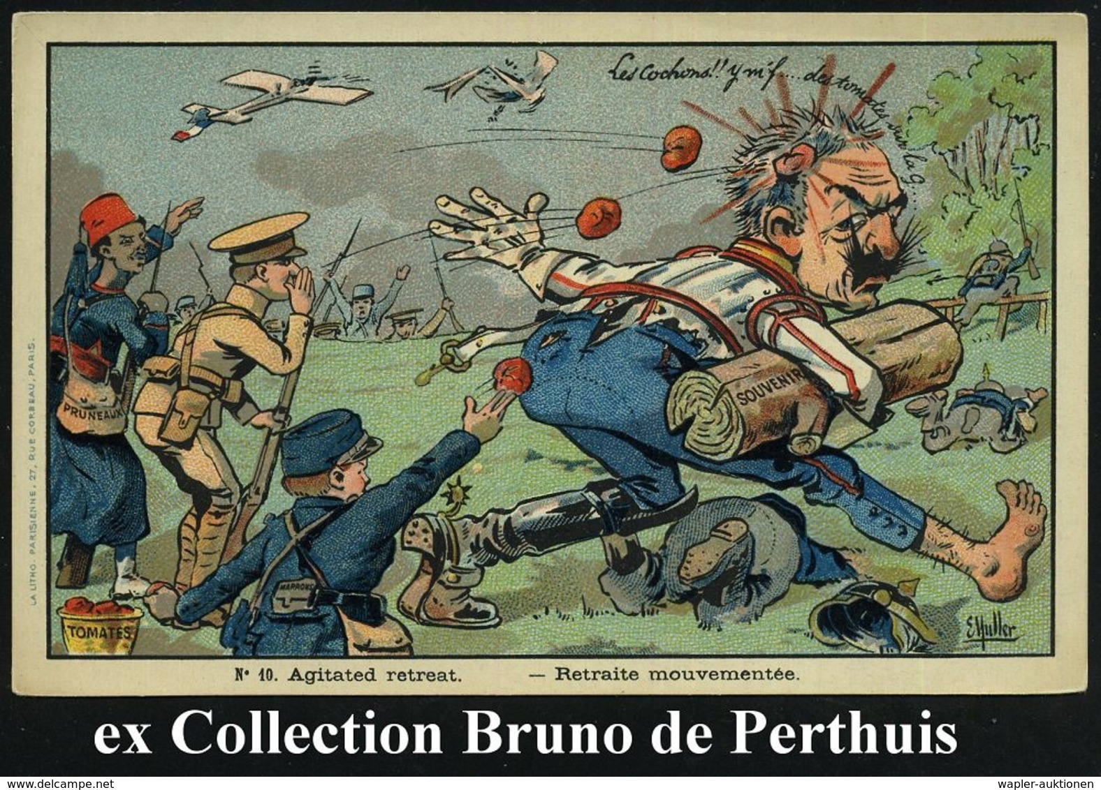 FRANKREICH 1914 Color-Litho-Propaganda-Künstler-Ak. No.10: Aufregender Rückzug.. Wilhelm II. Auf Der Flucht, Entente Bew - Sonstige & Ohne Zuordnung