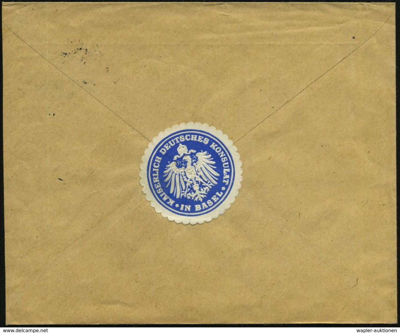 LÖRRACH 1915 (27.7.) 1K-Gitter Auf Markenlosem Dienst-Bf.: Kaiserlich Deutsches Konsulat Basel + Viol. 1L: Reichsdienst- - WO1