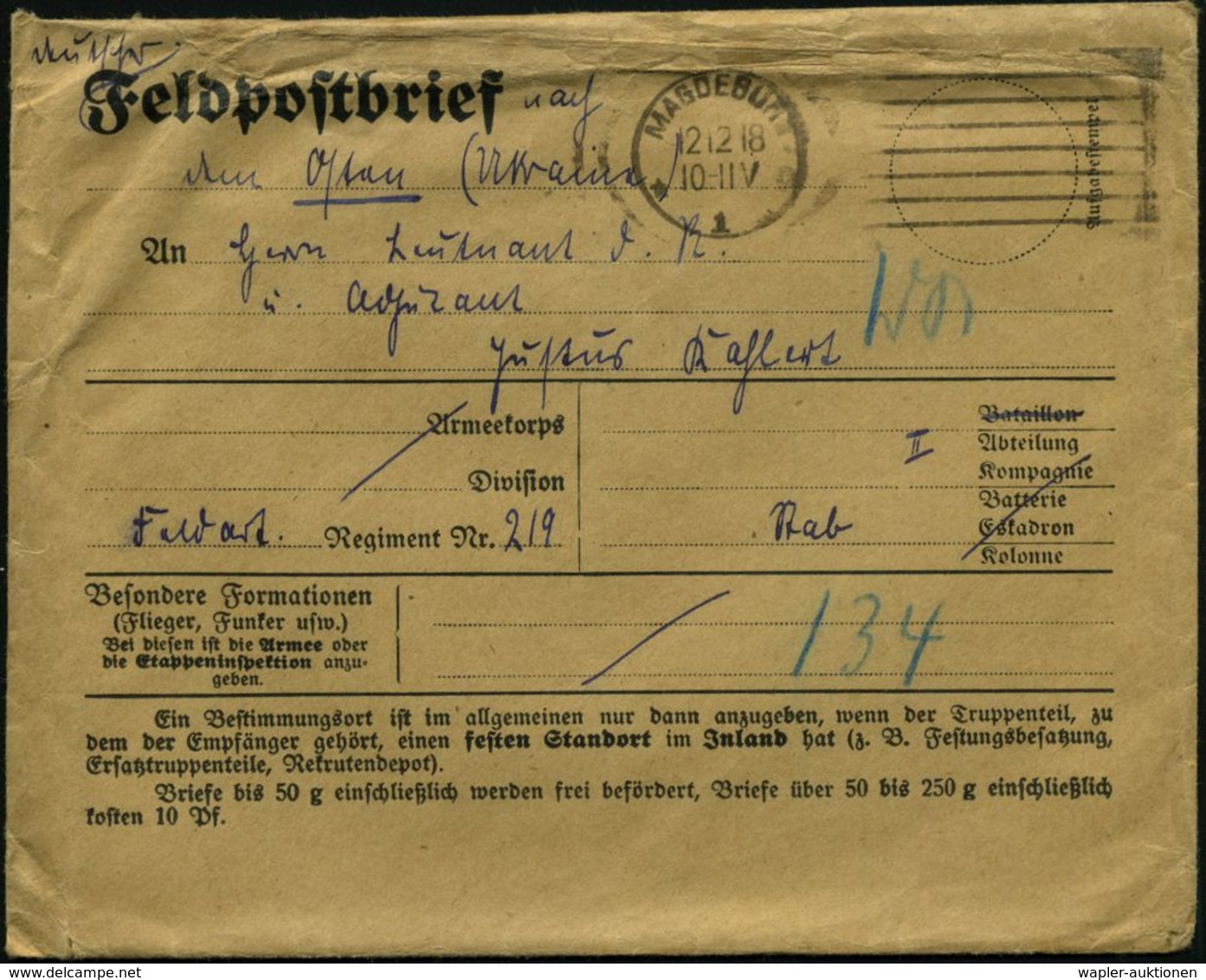 MAGDEBURG/ *1o 1918 (12.12.) MaStrichSt. Auf Spätem Feldpost-Vordr.-Bf. + Inhalt: 2 Handgemalte Weihnachts-Briefumschläg - Prima Guerra Mondiale
