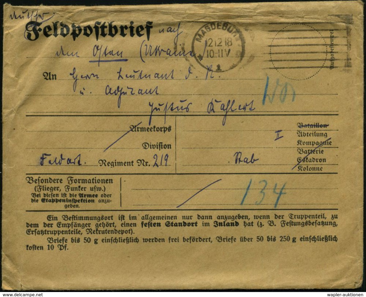 MAGDEBURG/ *1o 1918 (12.12.) MaStrichSt. Auf Spätem Feldpost-Vordr.-Bf. + Inhalt: 2 Handgemalte Weihnachts-Briefumschläg - Guerre Mondiale (Première)