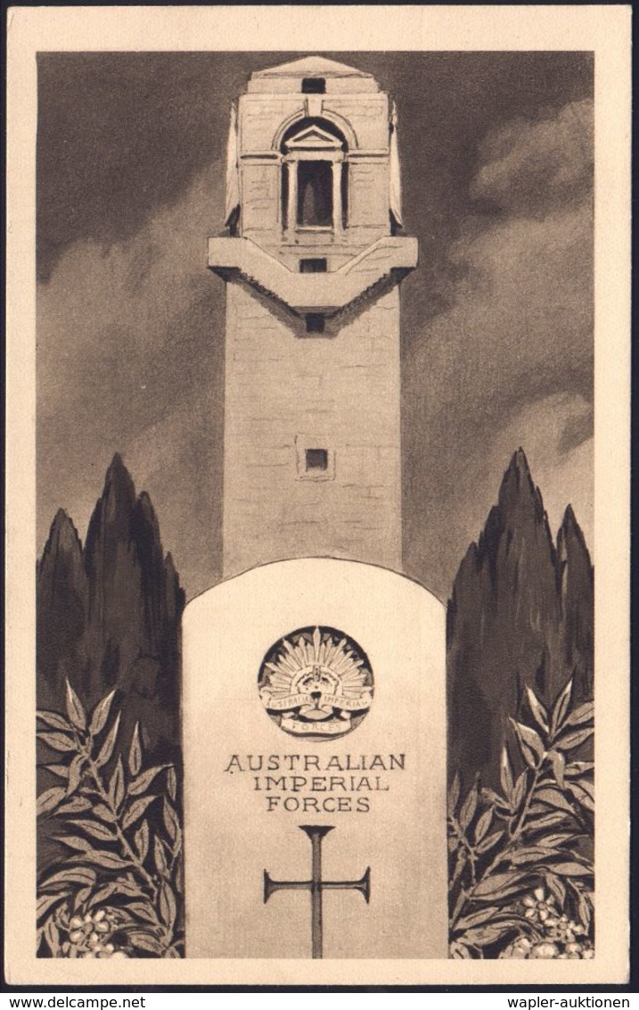 FRANKREICH 1938 (22.7.) 55 C. Sonder-P, Grün: Alliierten-Monument V. Villers-Bretonneux (Kreuzstein "Australian Imperial - WO1