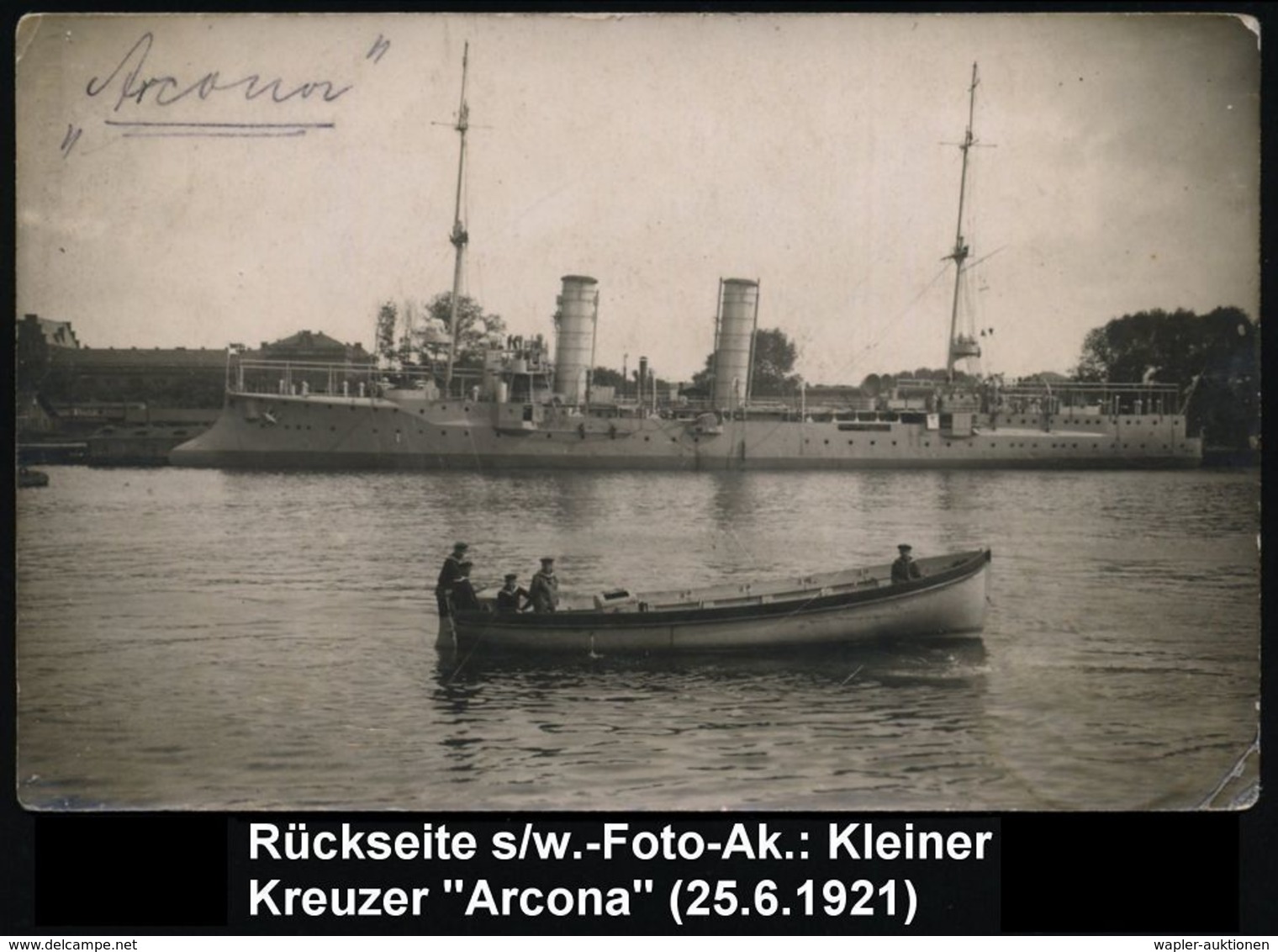 WILHELMSHAVEN/ *1* 1921 (25.6.) 1K-Brücke Auf EF 40 Pf. Germania + Hs. "Arkona" = Kleiner Kreuzer , Frankierte S/w.-Foto - Otros & Sin Clasificación