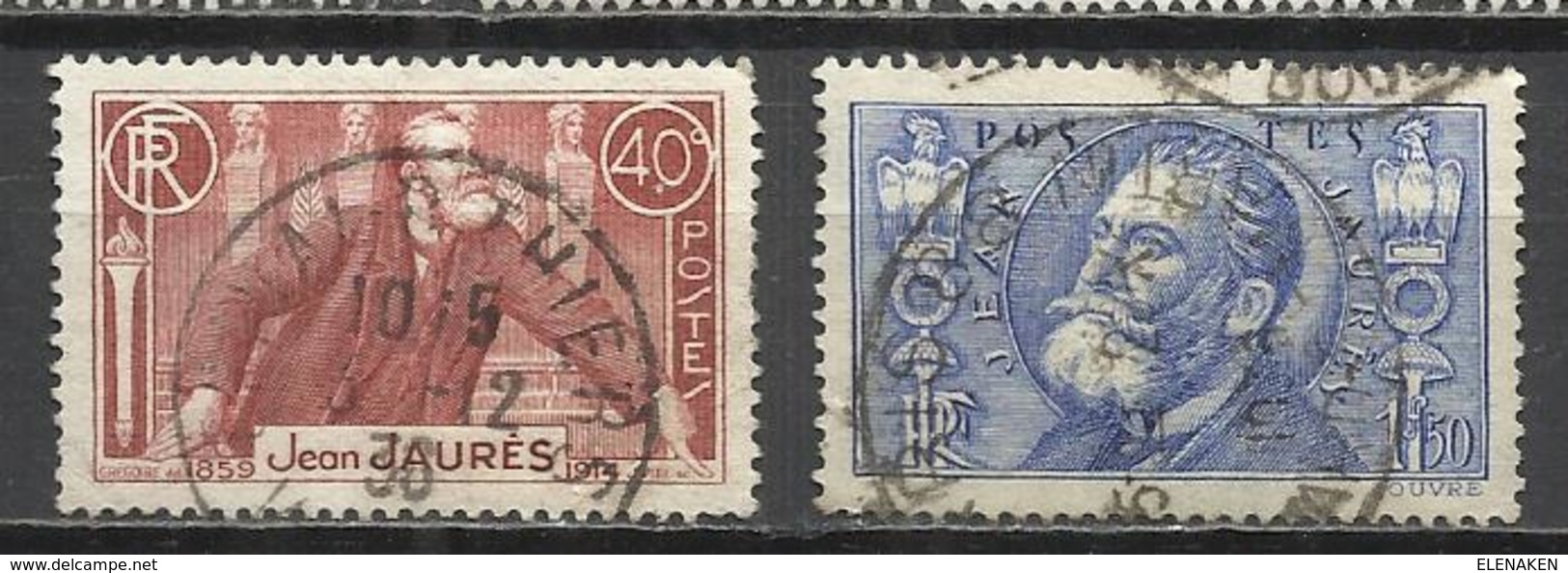 8106A-SERIE COMPLETA FRANCIA 1936 JEAN JAURES Nº318/9 USADOS 5,60€ YVERT FRANCE - Usados