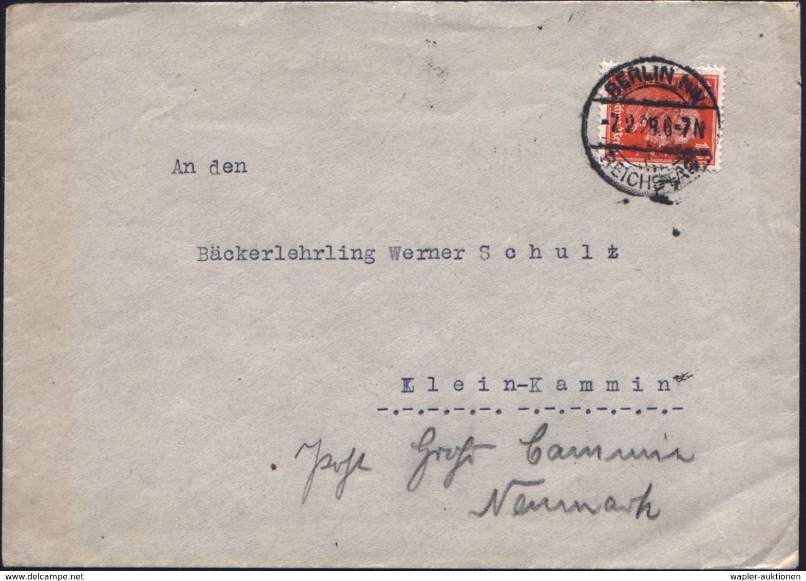 BERLIN NW/ D/ REICHSTAG 1928 (7.2.) 1K-Brücke = Hauspostamt Des Parlaments + Rs. Abs.-Vordr.: Mitglied Des Reichstages/  - Sonstige & Ohne Zuordnung