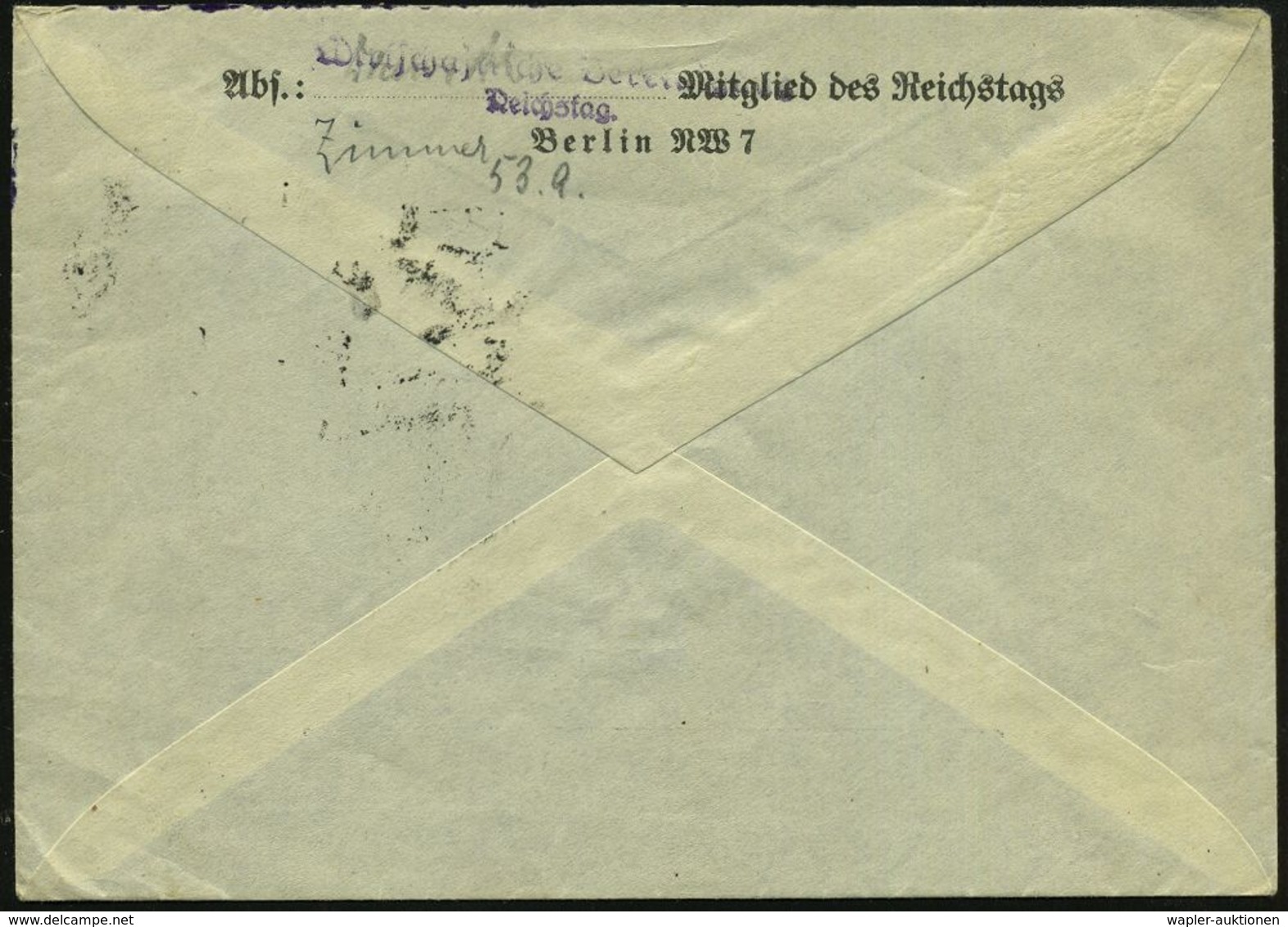 BERLIN NW/ D/ REICHSTAG 1928 (7.2.) 1K-Brücke = Hauspostamt Des Parlaments + Rs. Abs.-Vordr.: Mitglied Des Reichstages/  - Andere & Zonder Classificatie