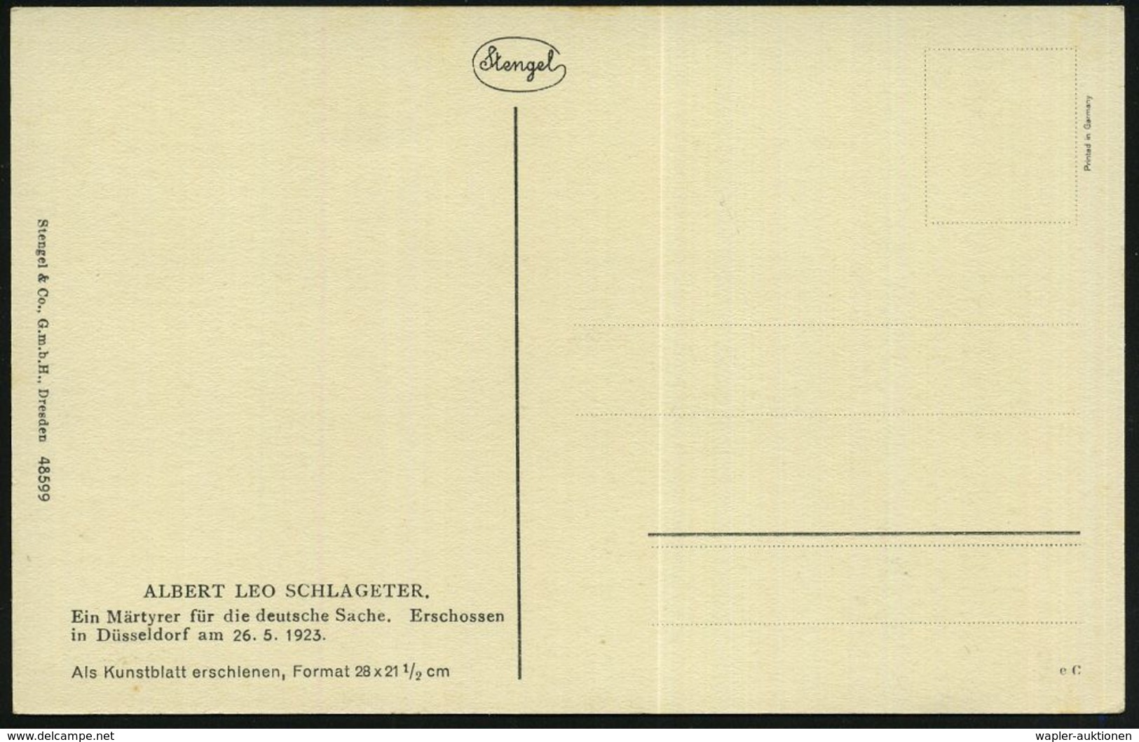 Düsseldorf 1923 S/w.-Propaganda-Ak.: ALBERT LEO SCHLAGETER, Ein Märtyrer Für Die Deutsche Sache.. Militanter NSDAP-Aktiv - Andere & Zonder Classificatie