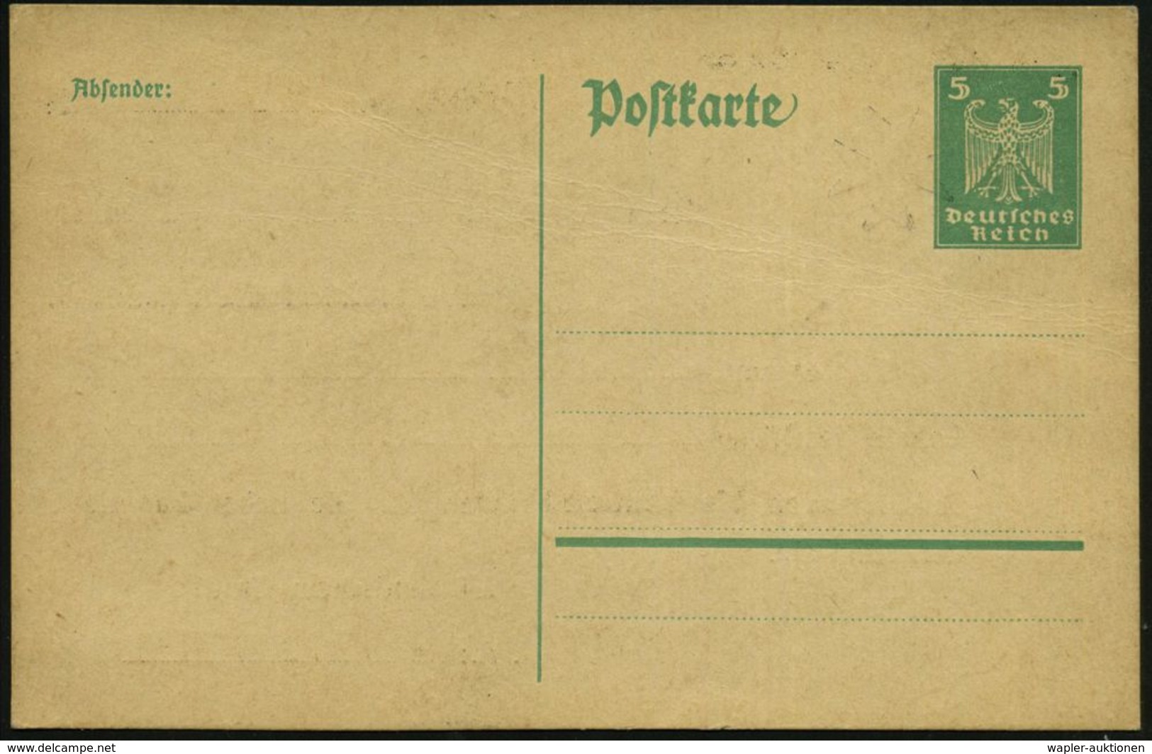 Pelkum 1925 Amtl. Inl.-P 5 Pf. Adler, Grün + Rs. Zudruck: Jungdeutscher Orden = Antibolschewistisch, Antisemitisch, Bete - Altri & Non Classificati