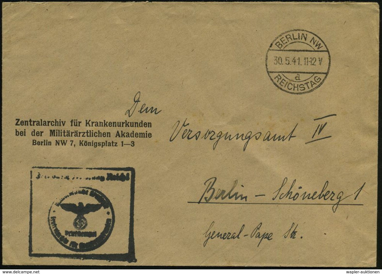BERLIN NW/ D/   R E I C H S T A G 1941 (18.3.) 1K-Brücke, Hauspostamt Reichstag + Viol. Ra.: Frei Durch Ablösung Reich!/ - Sonstige & Ohne Zuordnung