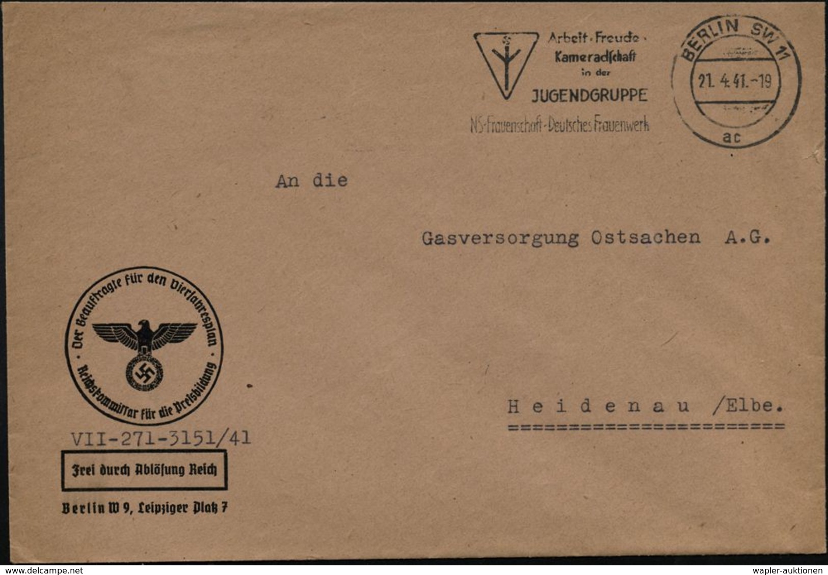 BERLIN NW 7/ Mn/ NUR GENAUE ANSCHRIFT/ Sichert/ Gute Überkunft 1944 (11.11.) MWSt Auf Dienst-Bf.: FdAR/ Der Beauftragte  - Altri & Non Classificati