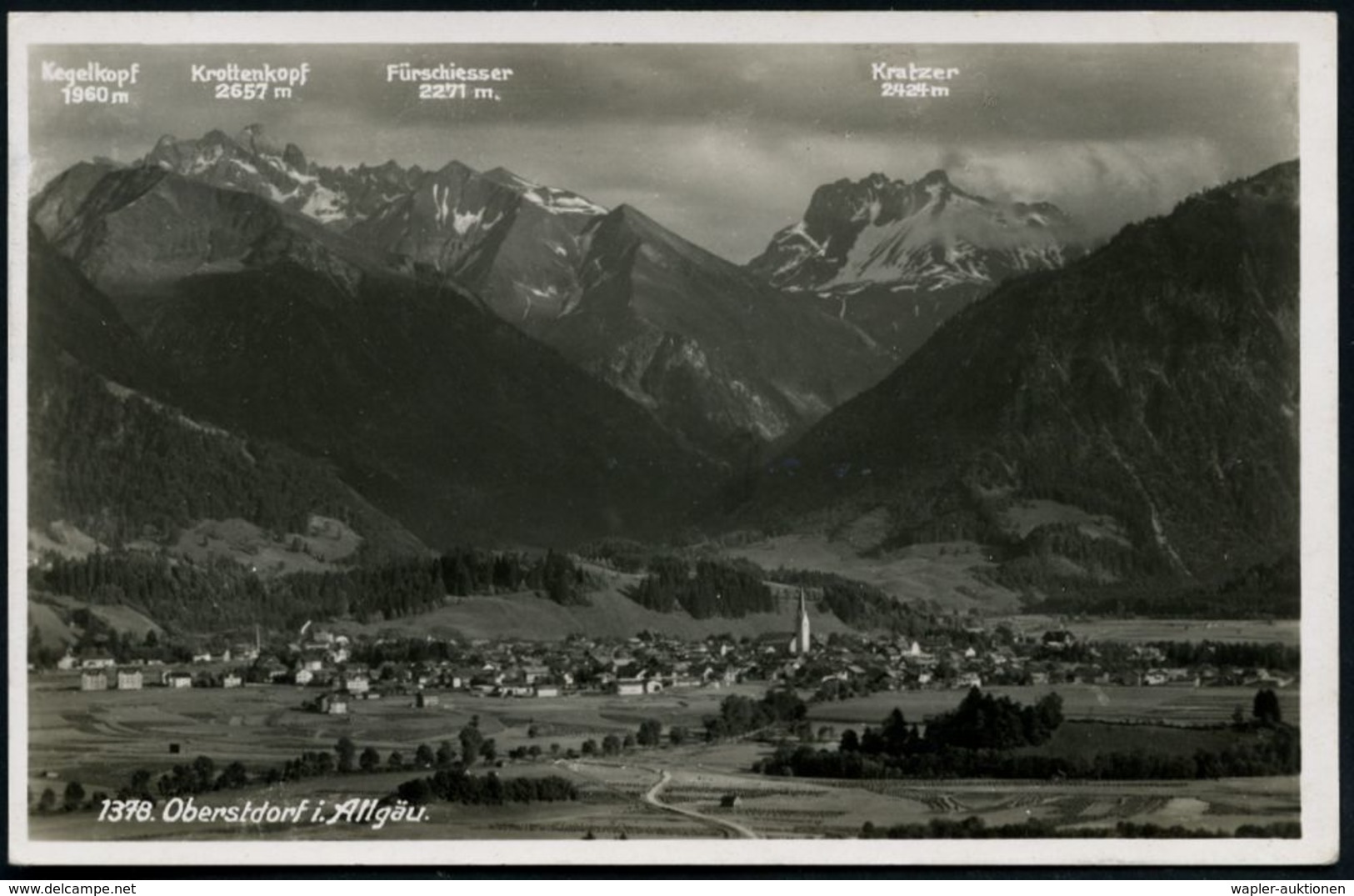 OBERSTDORF/ ***/ Schwäb.HJ.-Lager-Bann 364 1937 (16.8.) MWSt = HJ-Flagge (u. Zelte, Württembg. Wappen, Berge) S/w.-Foto- - Autres & Non Classés