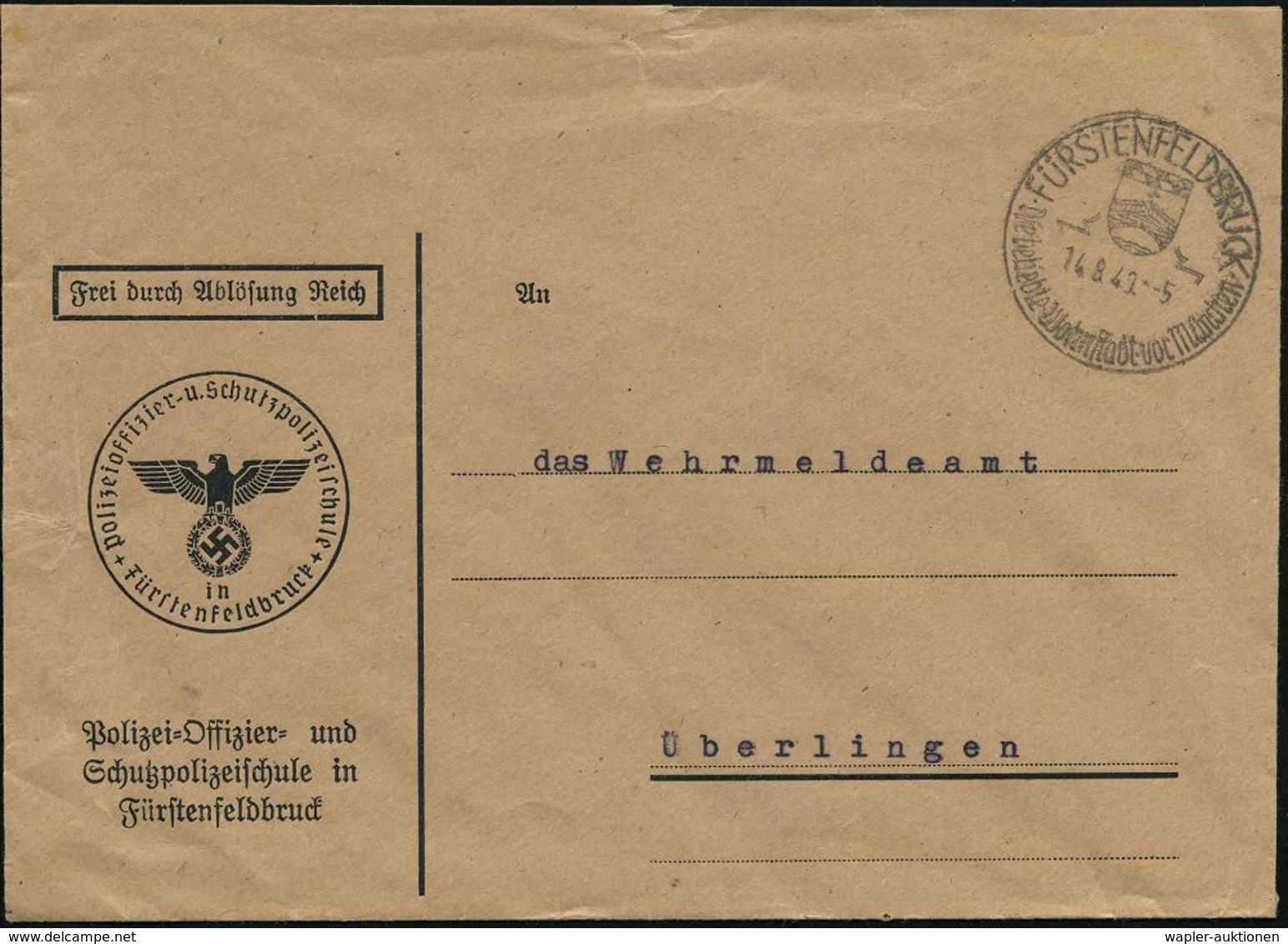 FÜRSTENFELDBRUCK/ Die Beliebte Wohnstadt Vor München 1940 (14.8.) HWSt Auf Dienst-Bf.: FdAR/Polizei-offizier- U. Schutzp - Sonstige & Ohne Zuordnung