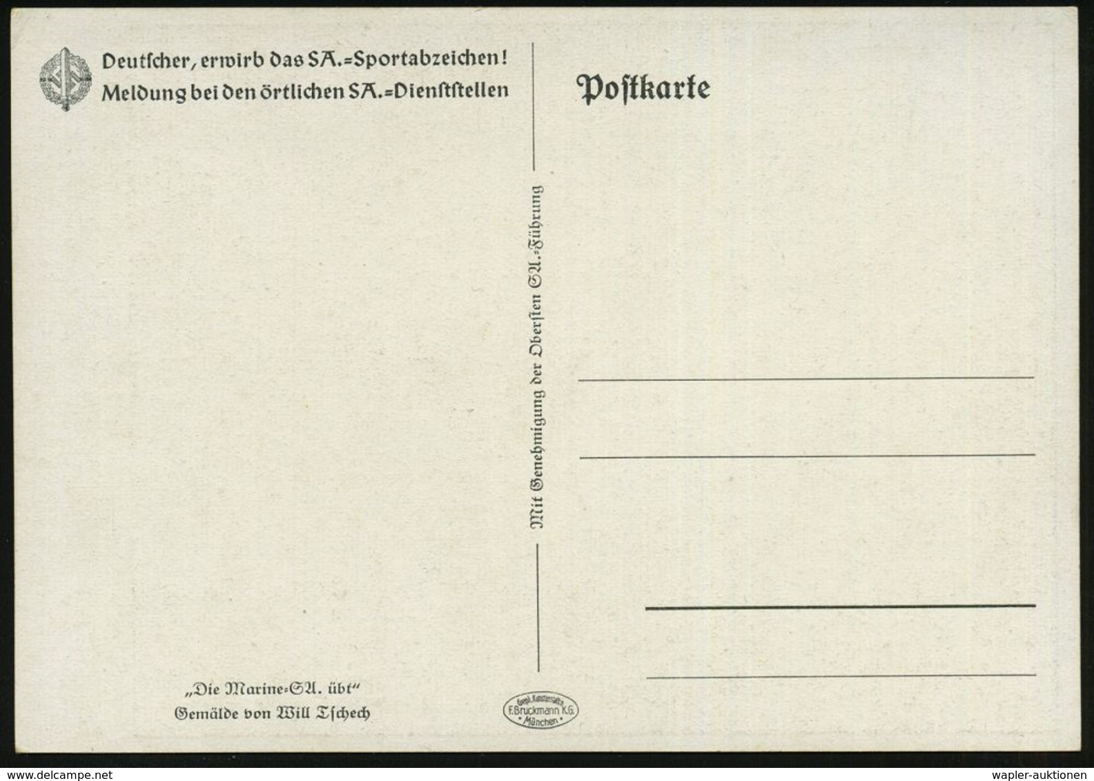 DEUTSCHES REICH 1938 Color-Propaganda-Ak.: "Die Marine - S A  übt", Werbung Für SA-Sportabzeichen = S.A.-Signalgast (Gem - Other & Unclassified