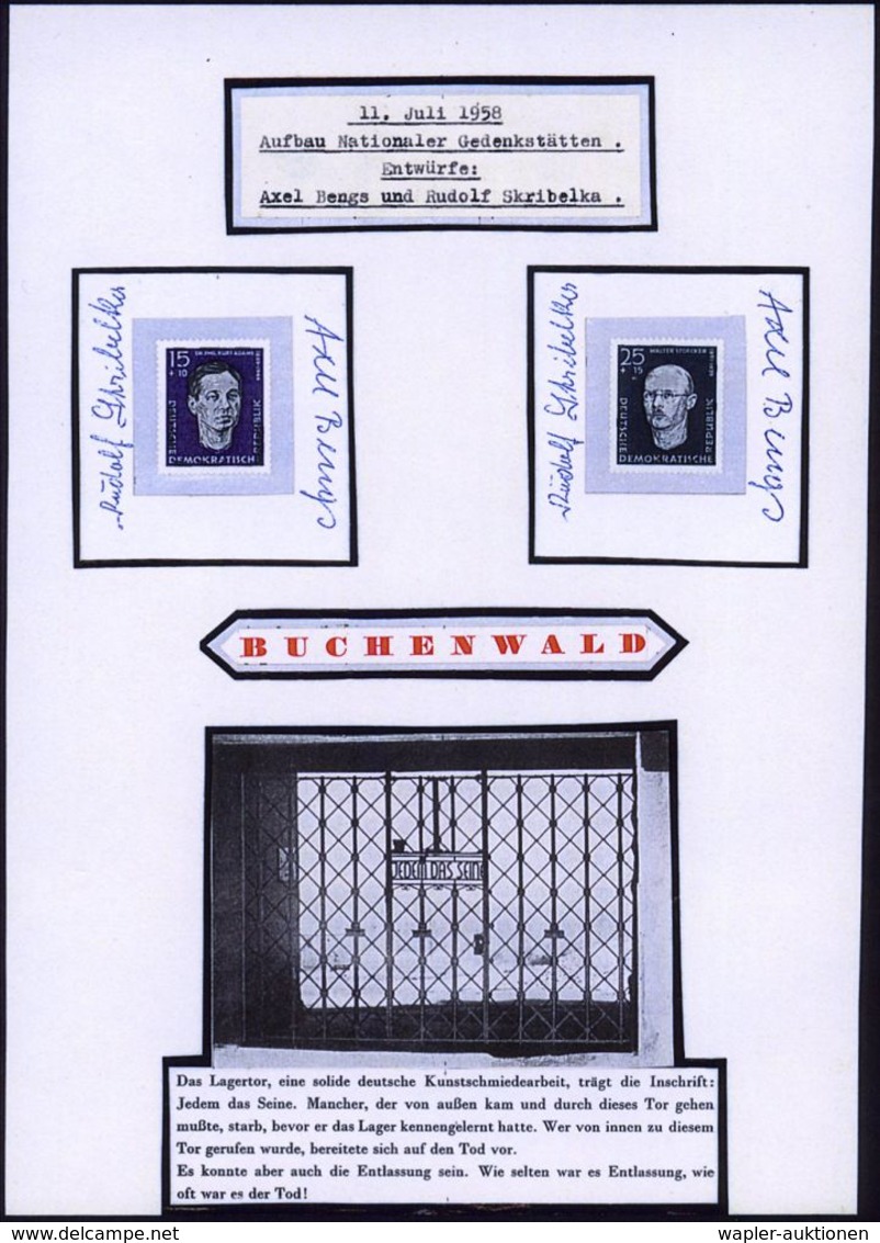 D.D.R. 1958 Anti-Faschisten (KPD-Kämpfer) Kompl. Satz , Ungebr. A. 5 Kleinen Schmuckkarten + Je 5 X Orig. Signaturen Der - Altri & Non Classificati