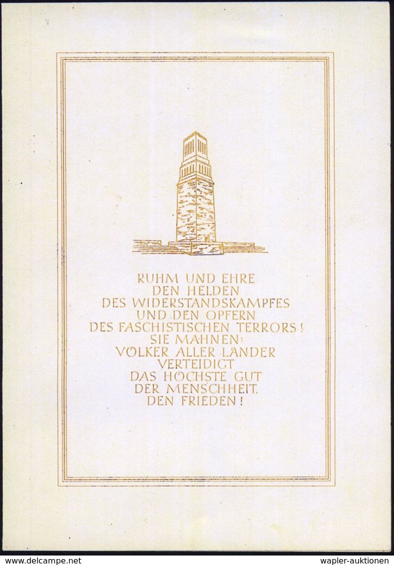 Weimar-Buchenwald 1958 (15.9.) KZ Weimar-Buchenwald, Gedenk-Falblatt Mit Goldschrift, Innen KZ- U. Widerstands-kämpfer-S - Altri & Non Classificati