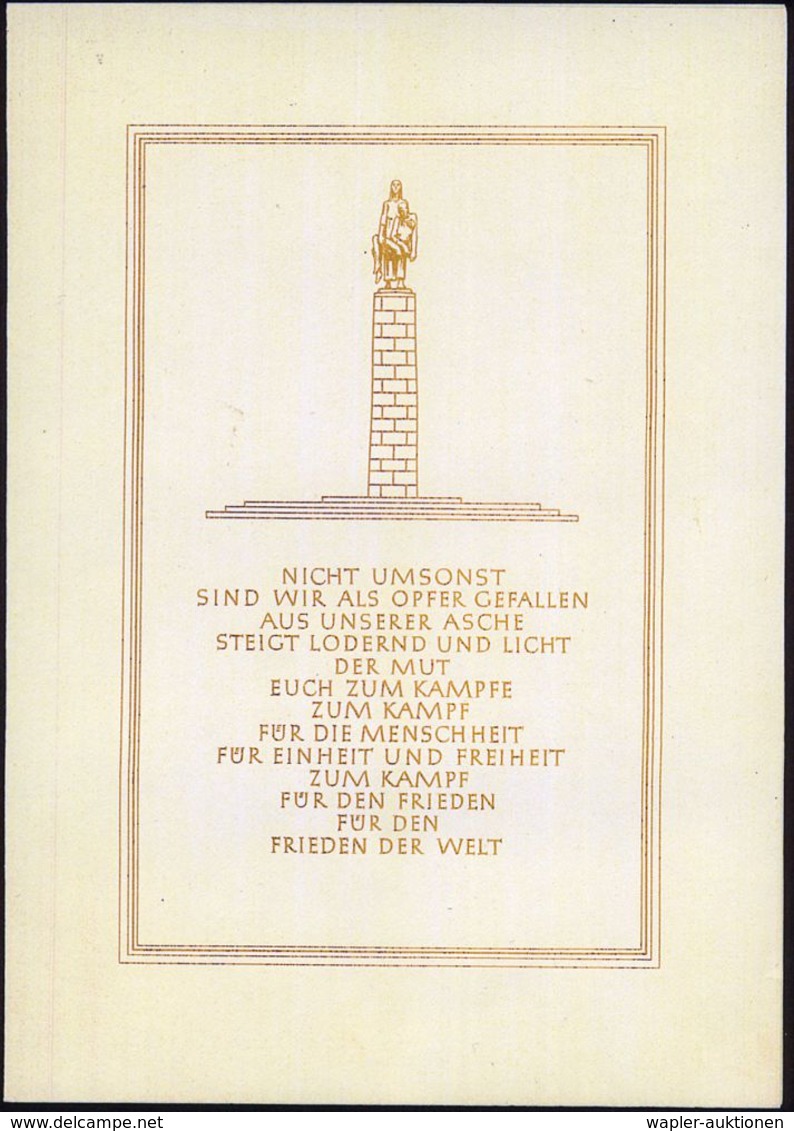 D.D.R. 1959 KZ Ravensbrück, Gedenk-Faltblatt Mit Goldschrift, Innen KZ- U. Widerstandskämpfer-Marken (Titel: Frau Trägt  - Altri & Non Classificati