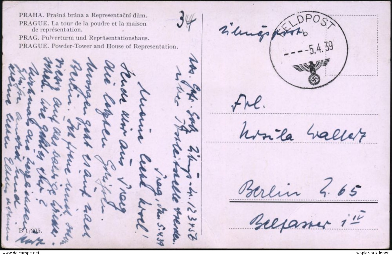 DEUTSCHES REICH 1939 (5.4.) 1K: FELDPOST/b/--- + Hs. Vermerk "Übungspost" + Sechstellige Feldpostnr. "123456" , Klar Ges - Other & Unclassified